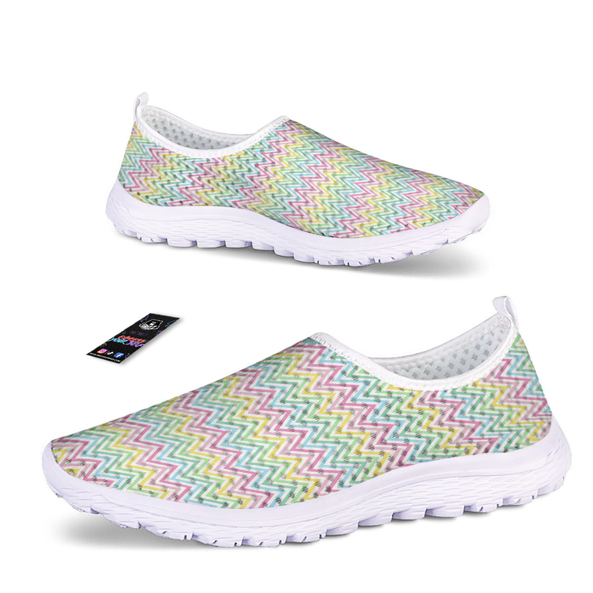 Zigzag Colorful Print Pattern Nurse Shoes-grizzshop