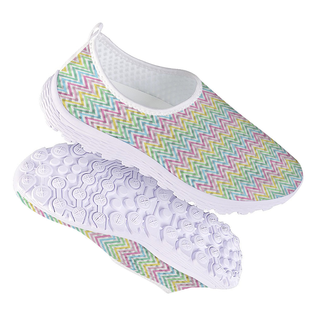 Zigzag Colorful Print Pattern Nurse Shoes-grizzshop