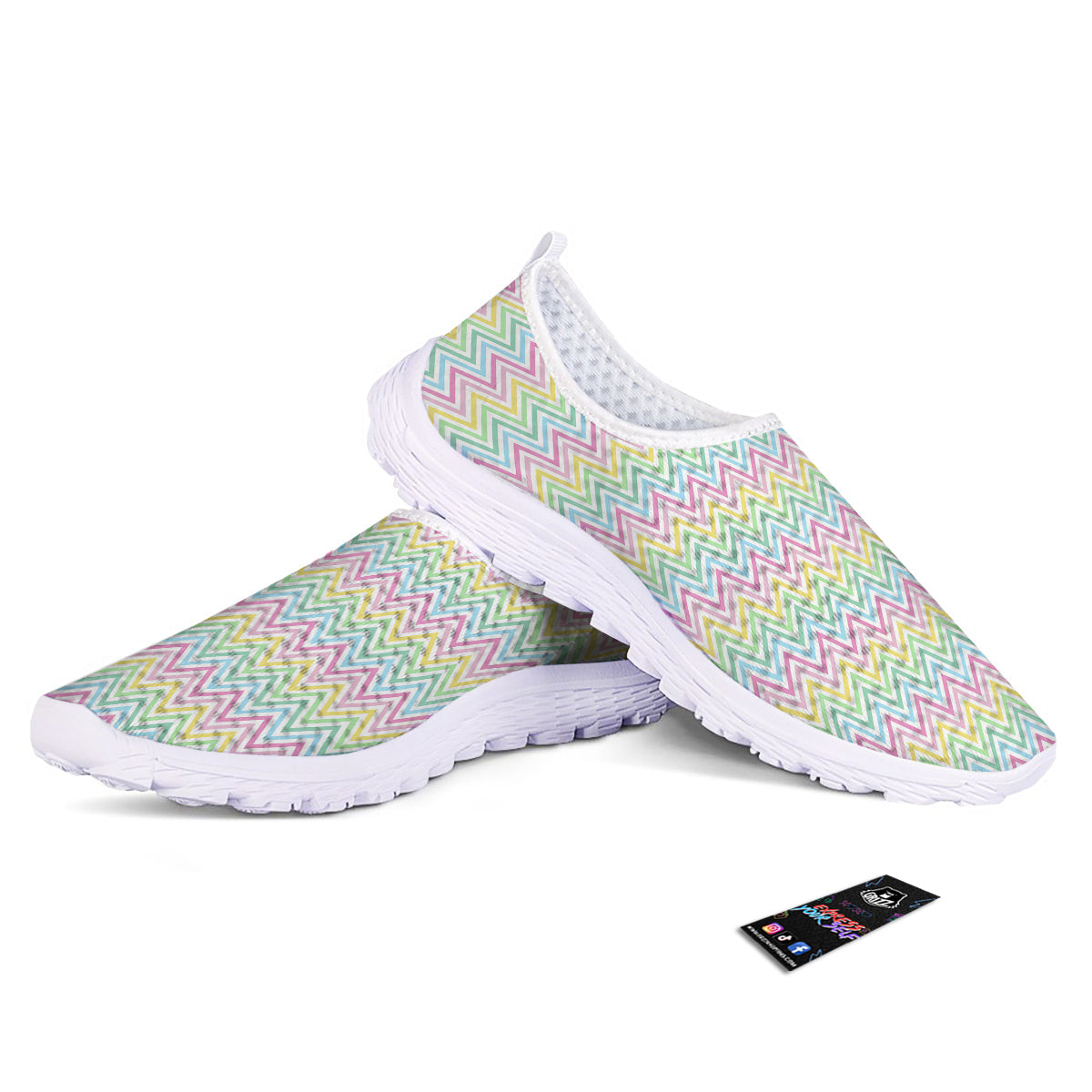 Zigzag Colorful Print Pattern Nurse Shoes-grizzshop