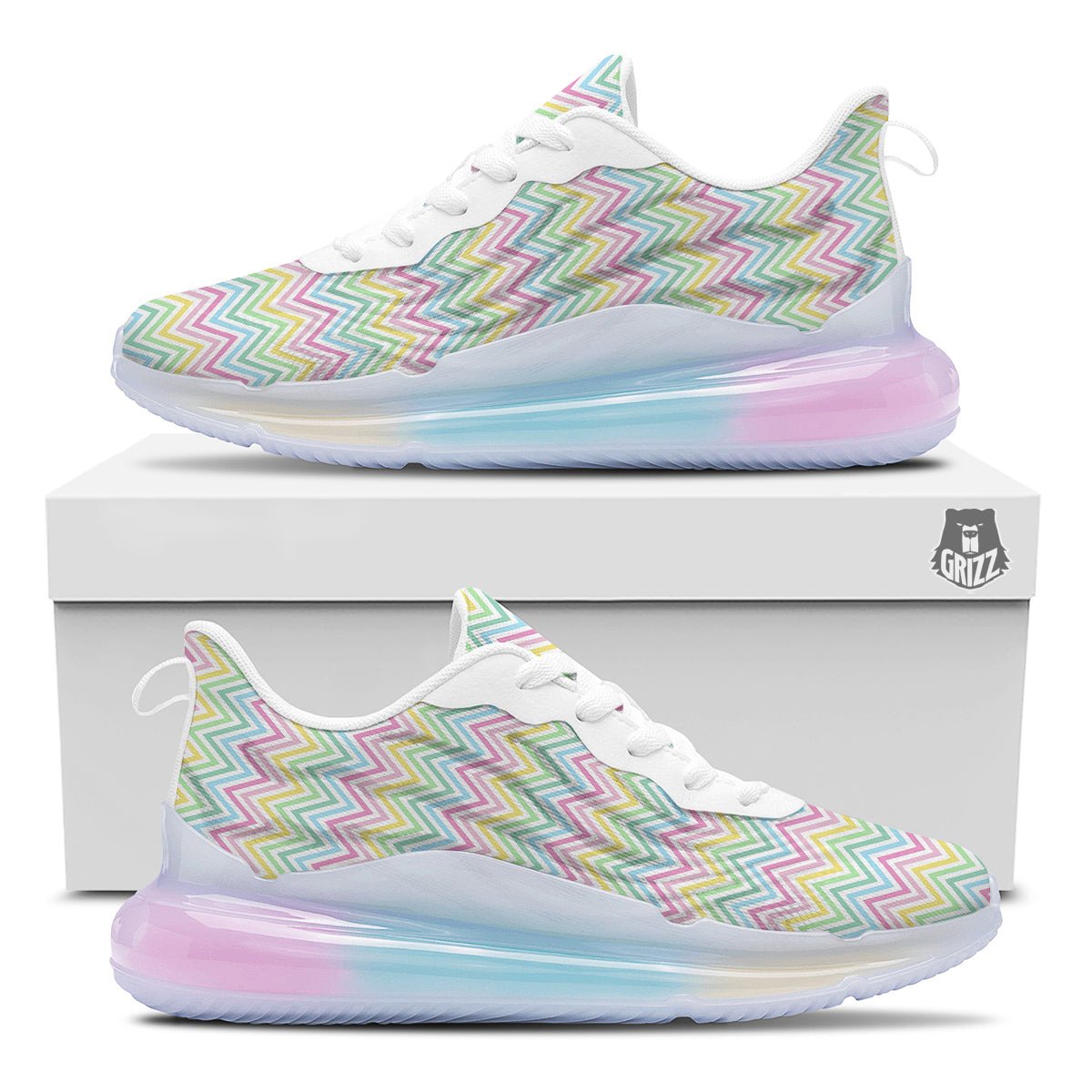 Zigzag Colorful Print Pattern Running Sneakers-grizzshop