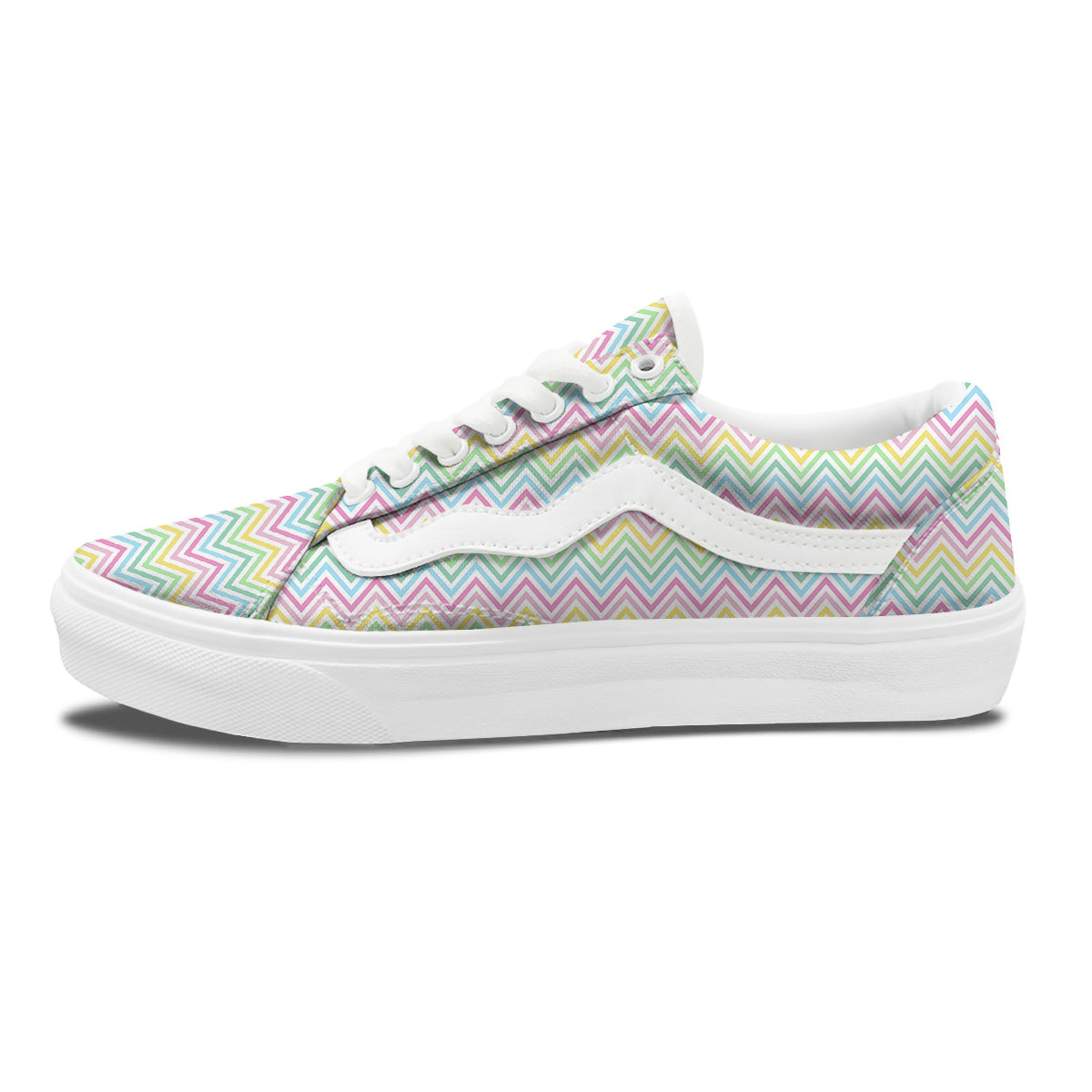 Zigzag Colorful Print Pattern Skate Shoes-grizzshop