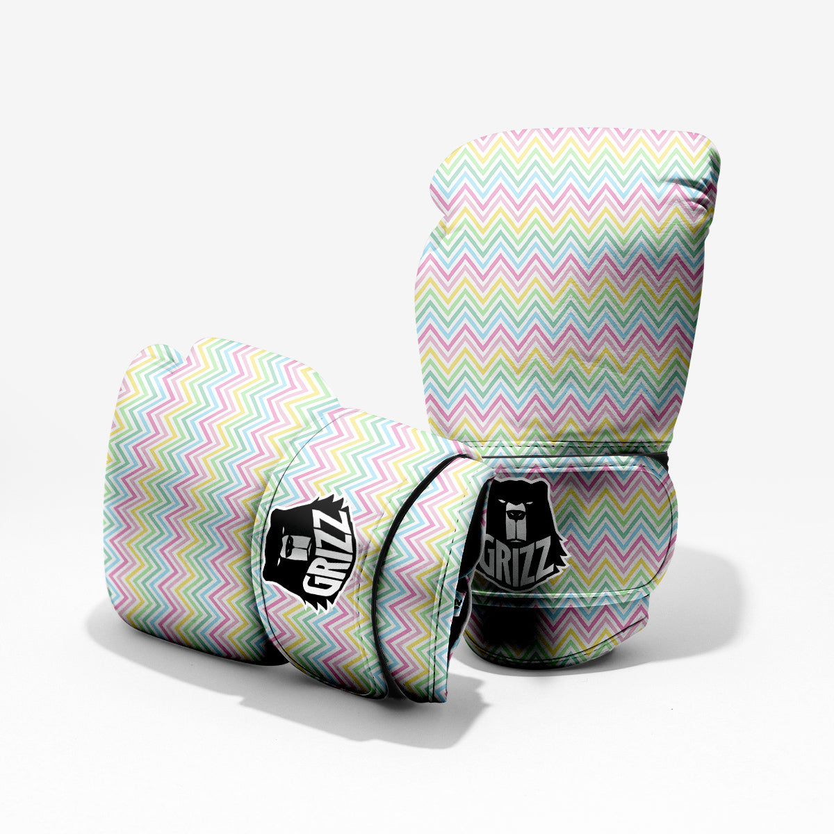 Zigzag Colorful Print Pattern Sparring Gloves-grizzshop