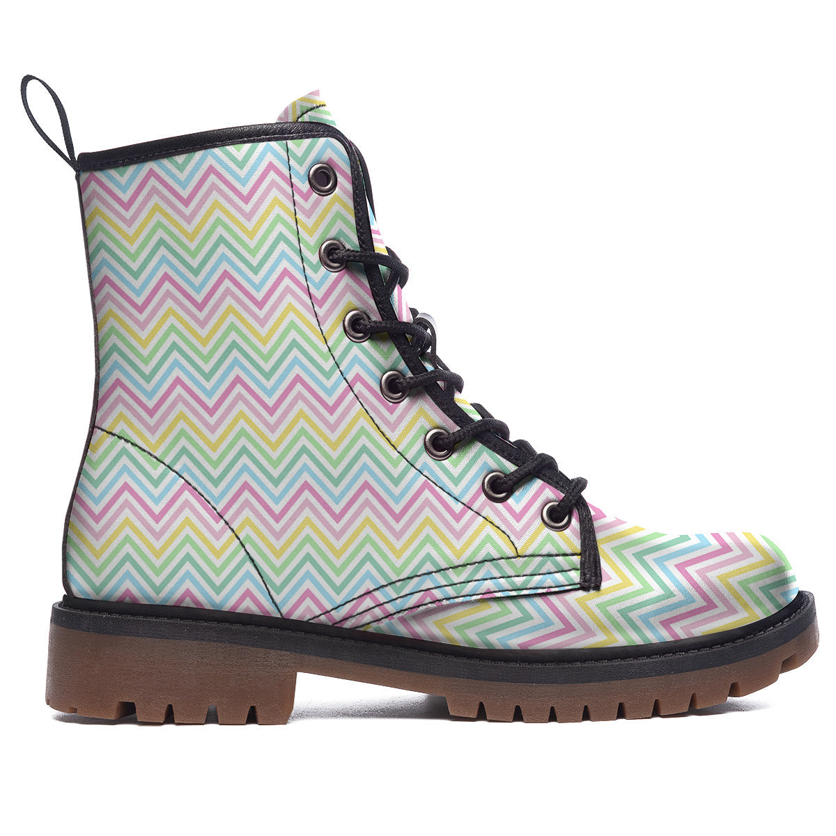 Zigzag Colorful Print Pattern Work Boots-grizzshop