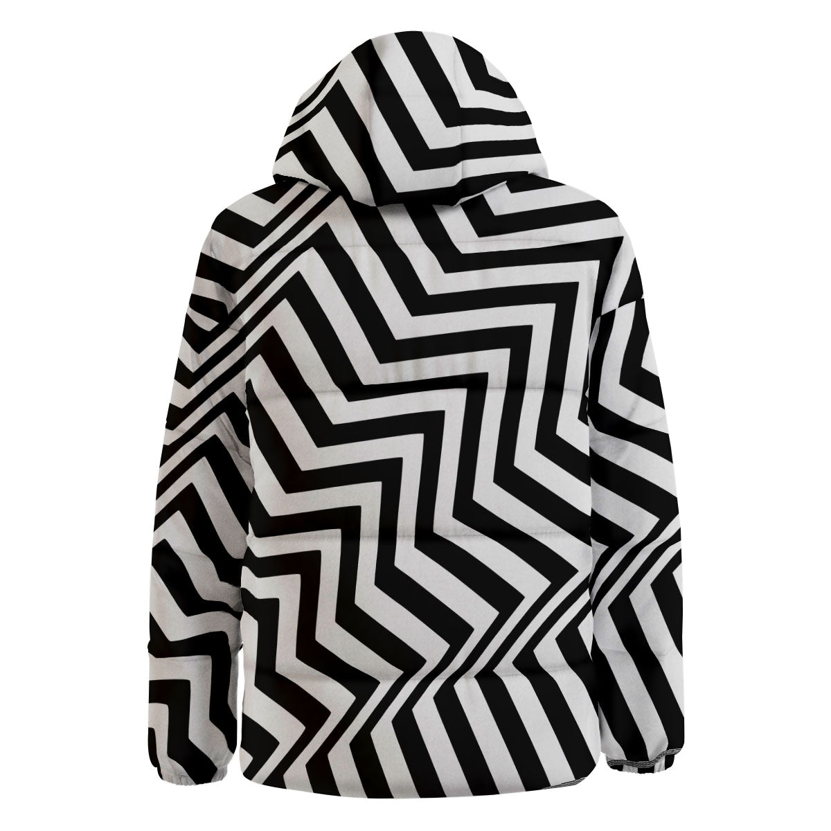 Zigzag Dazzle White And Black Print Down Jacket-grizzshop