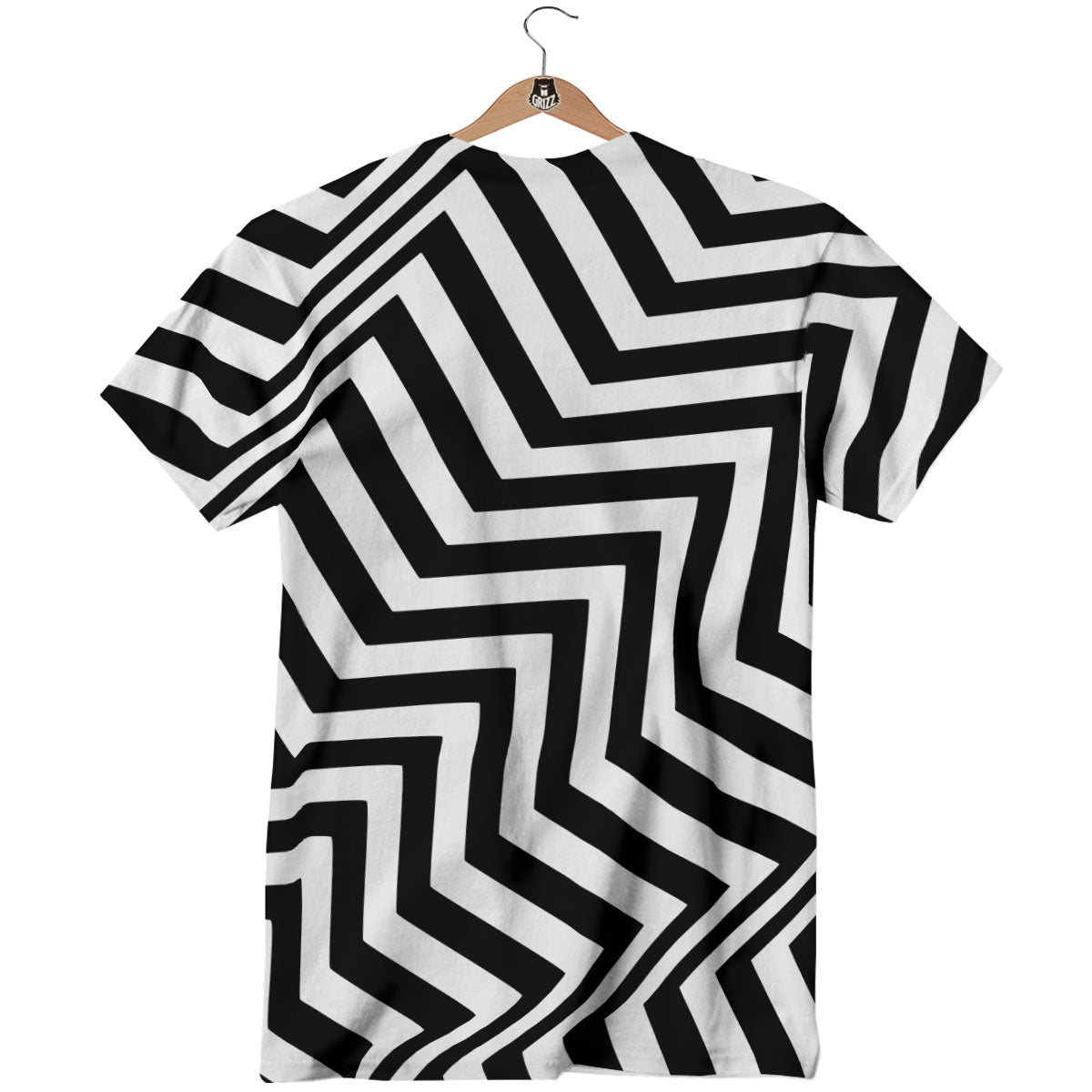 Zigzag Dazzle White And Black Print T-Shirt-grizzshop