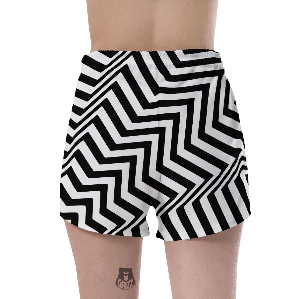 Zigzag Dazzle White And Black Print Women's Shorts-grizzshop