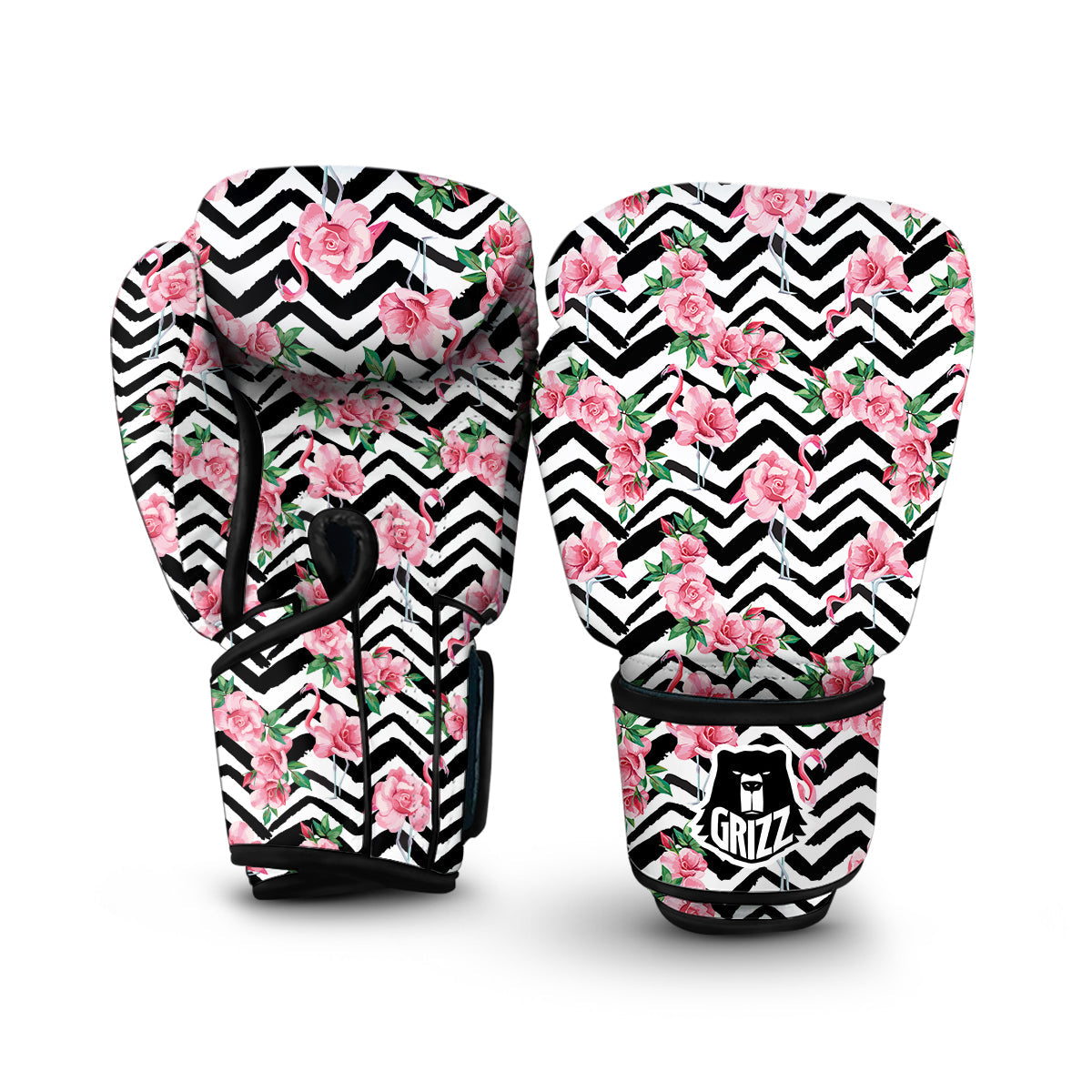 Zigzag Flamingo Flower Boxing Gloves-grizzshop