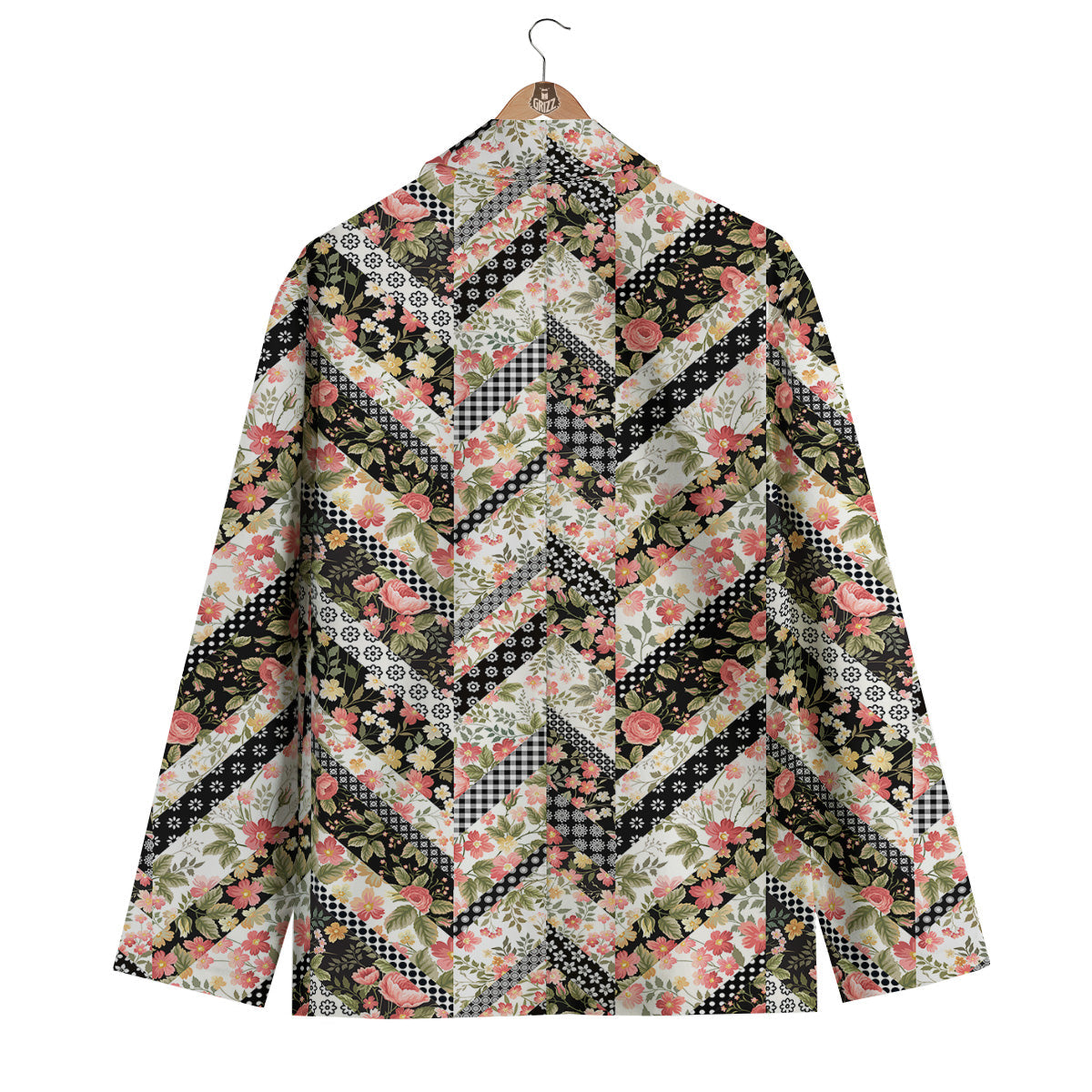 Zigzag Floral Patchwork Print Pattern Men's Blazer-grizzshop