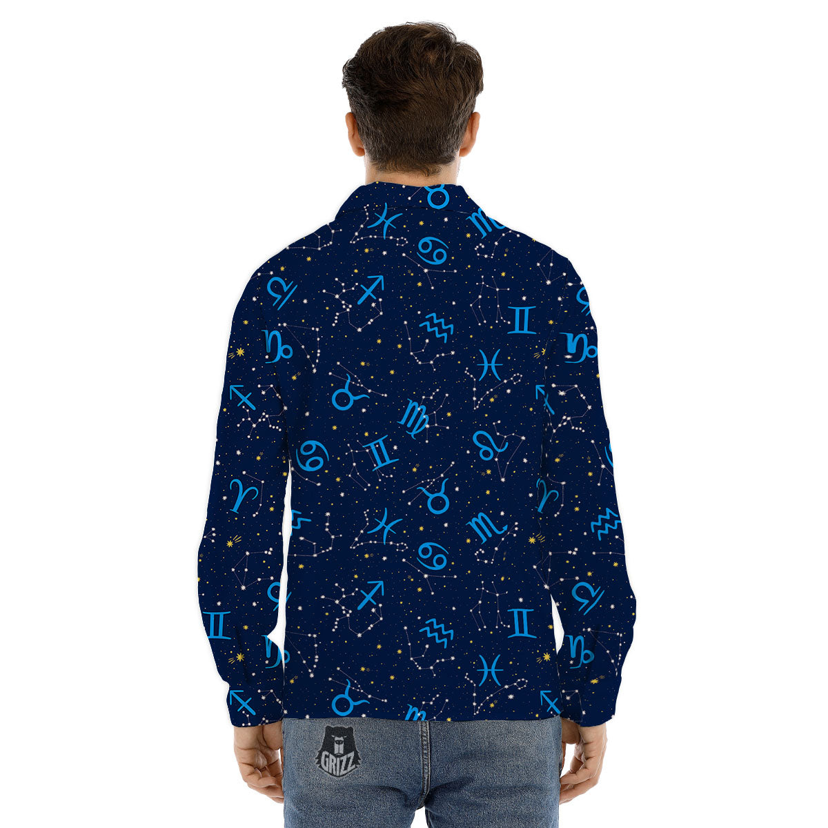 Zigzag Floral Patchwork Print Pattern Men's Dress Shirts-grizzshop