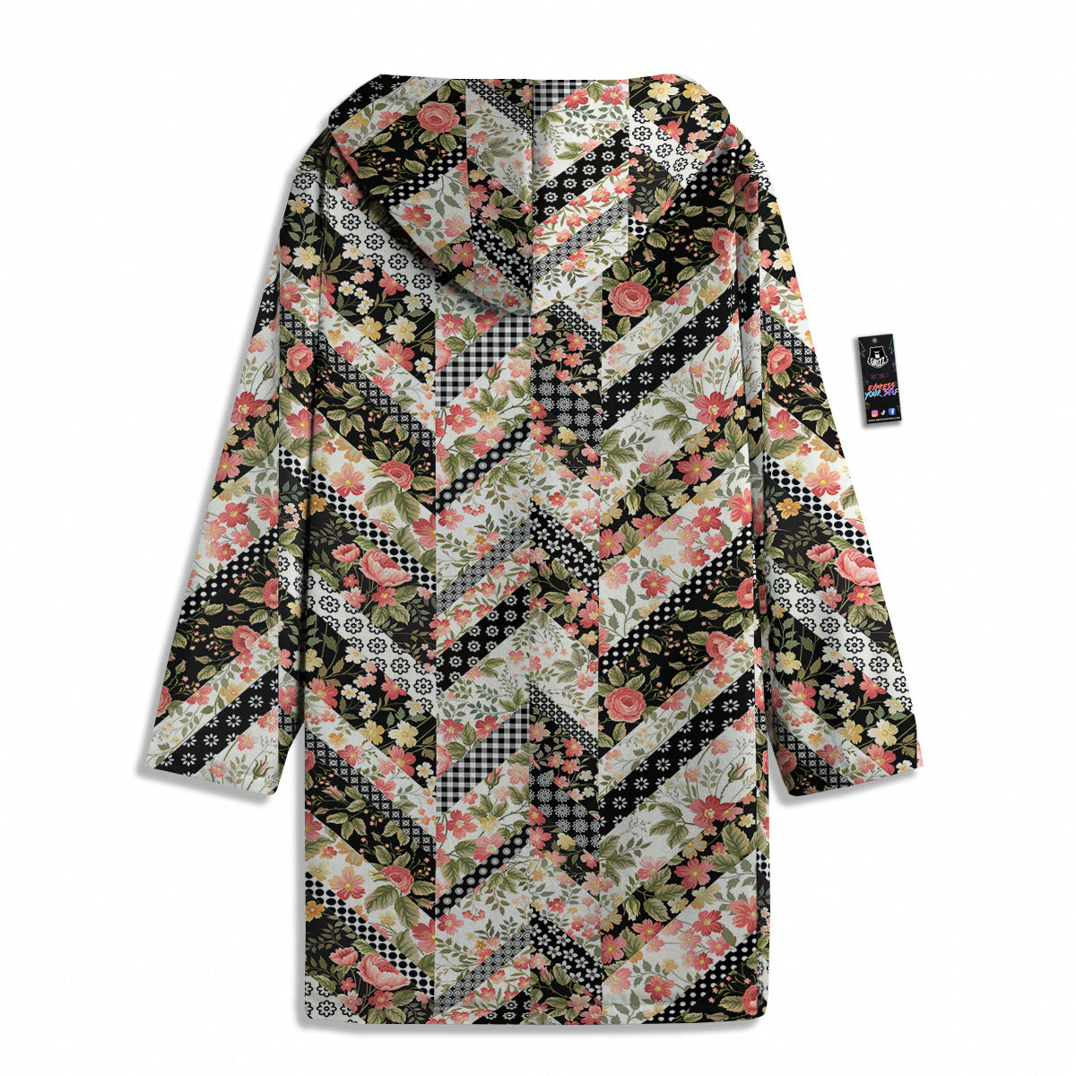 Zigzag Floral Patchwork Print Pattern Men's Windbreaker Jacket-grizzshop