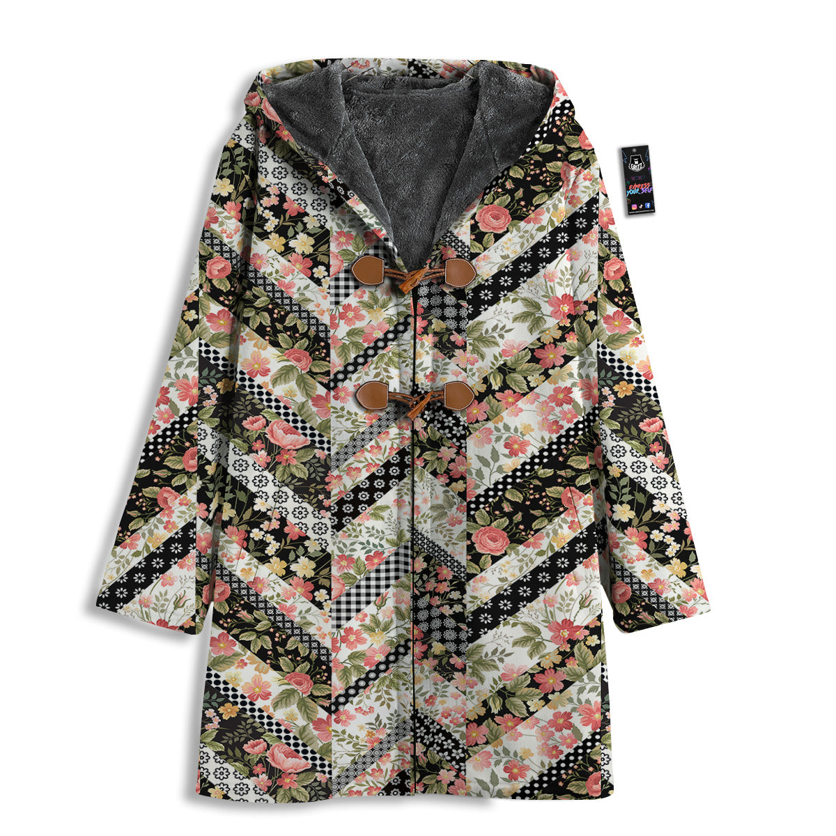 Zigzag Floral Patchwork Print Pattern Men's Windbreaker Jacket-grizzshop