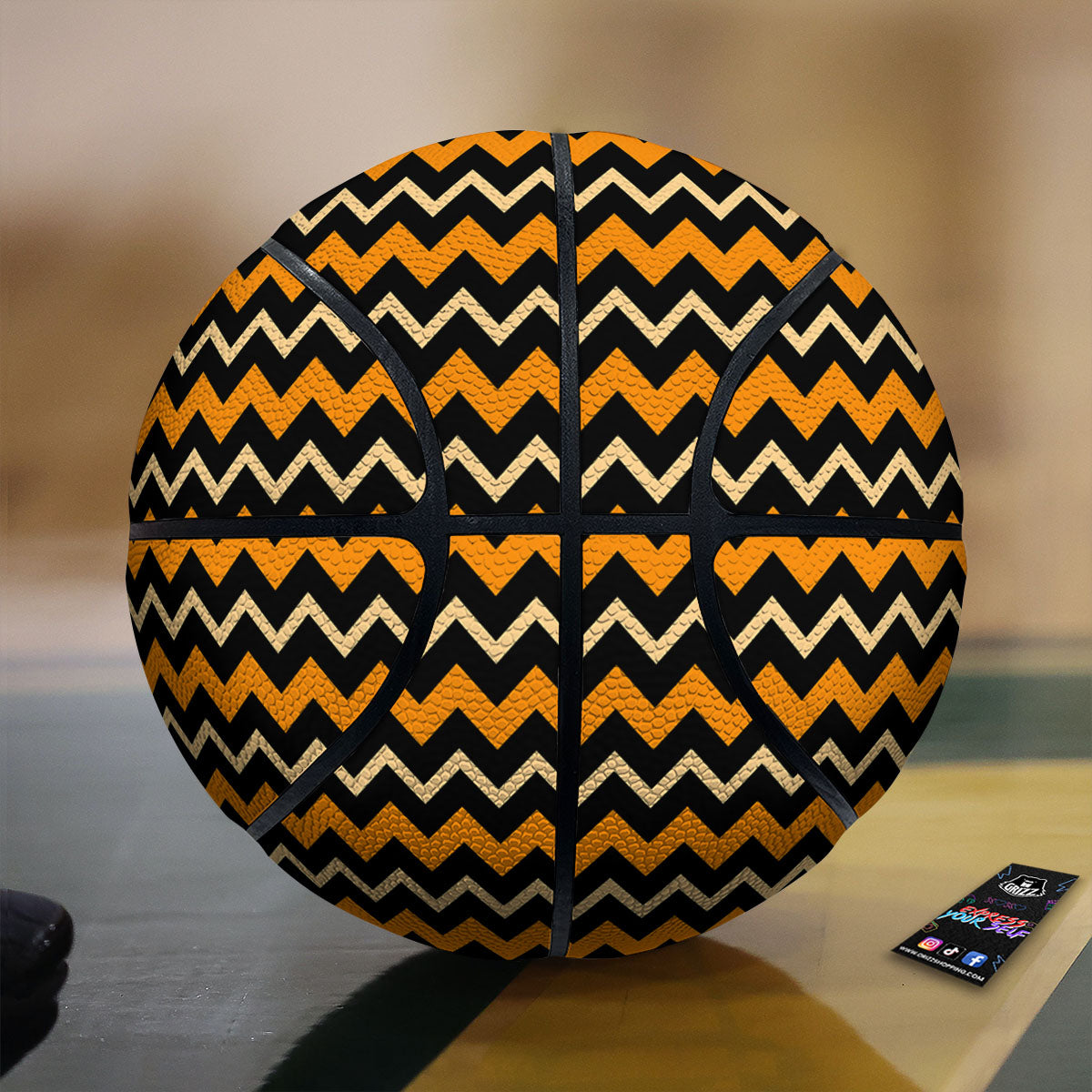 Zigzag Halloween Print Pattern Basketball-grizzshop