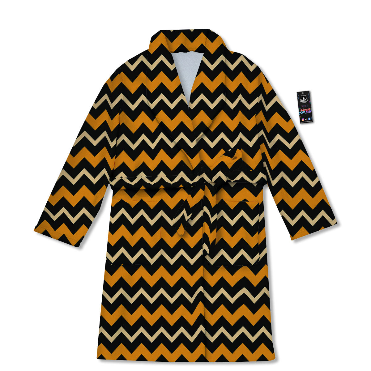 Zigzag Halloween Print Pattern Bathrobe-grizzshop
