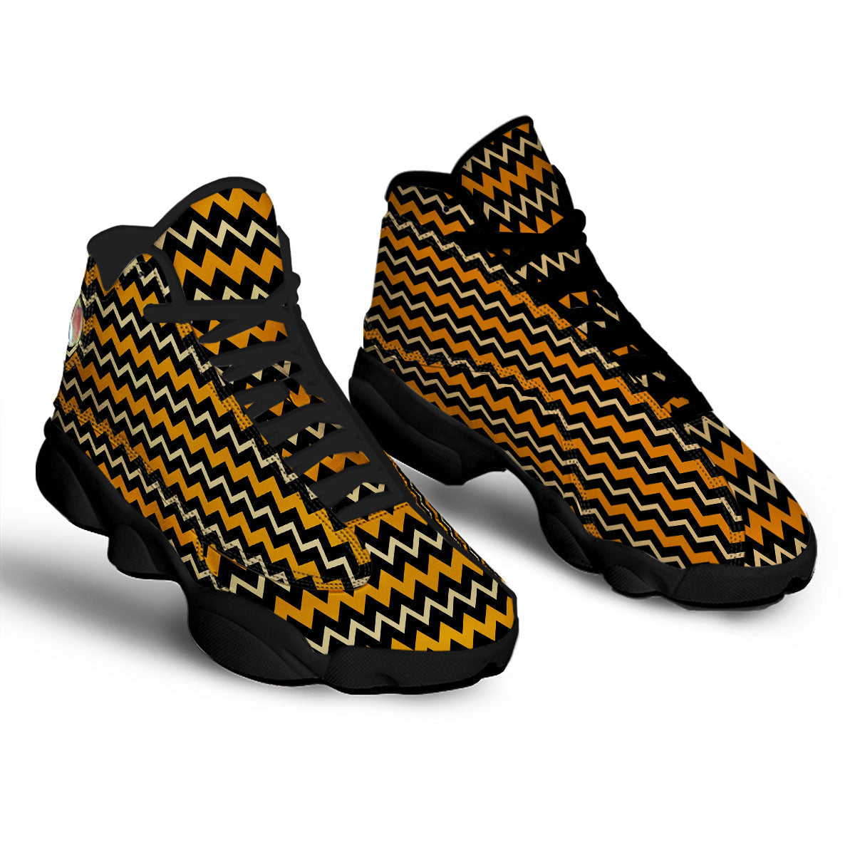 Zigzag Halloween Print Pattern Black Basketball Shoes-grizzshop