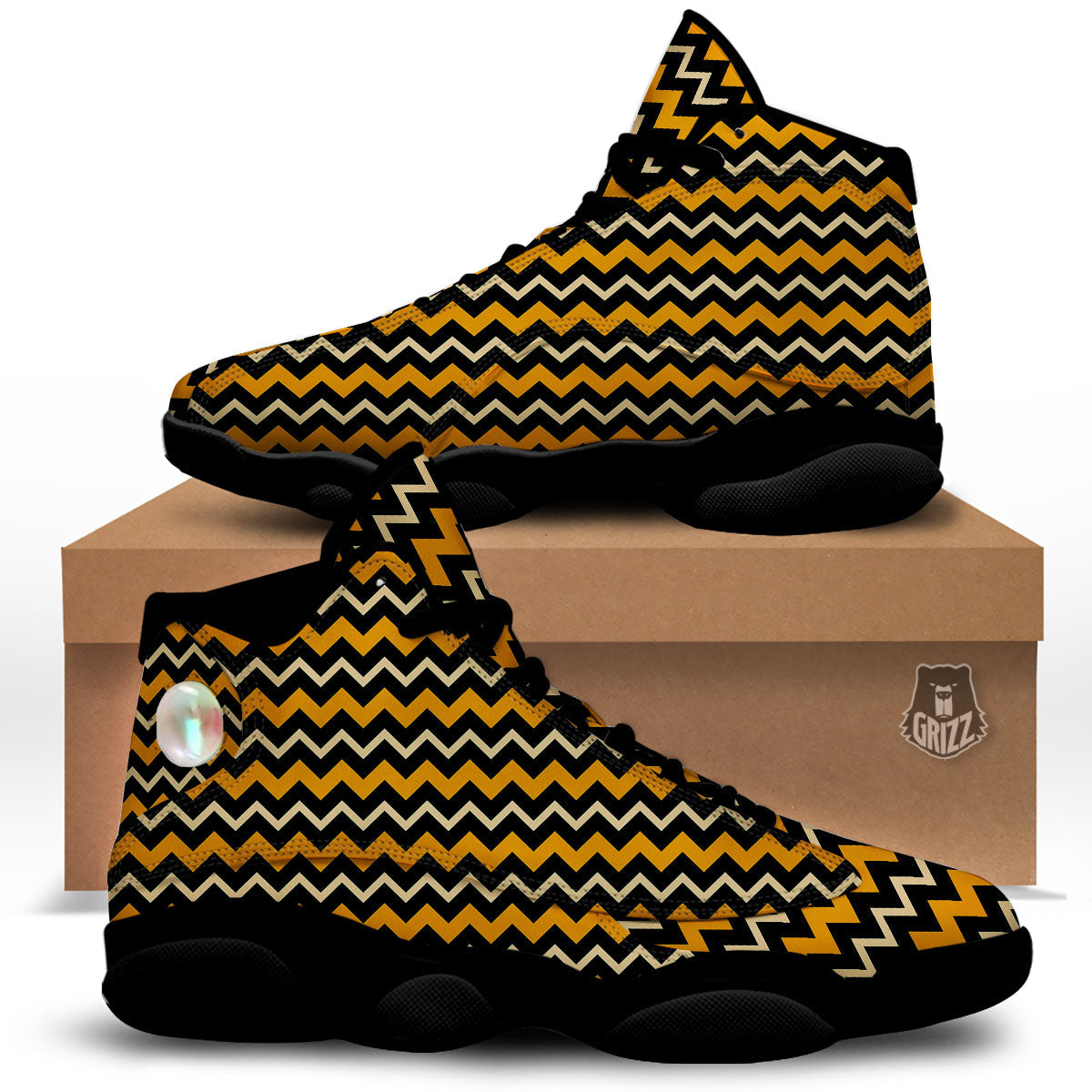 Zigzag Halloween Print Pattern Black Basketball Shoes-grizzshop