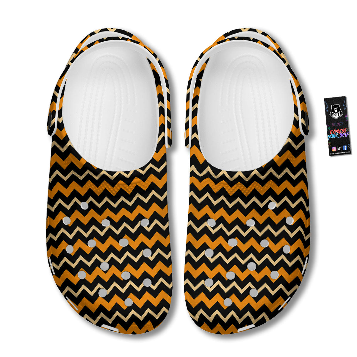 Zigzag Halloween Print Pattern Clog-grizzshop