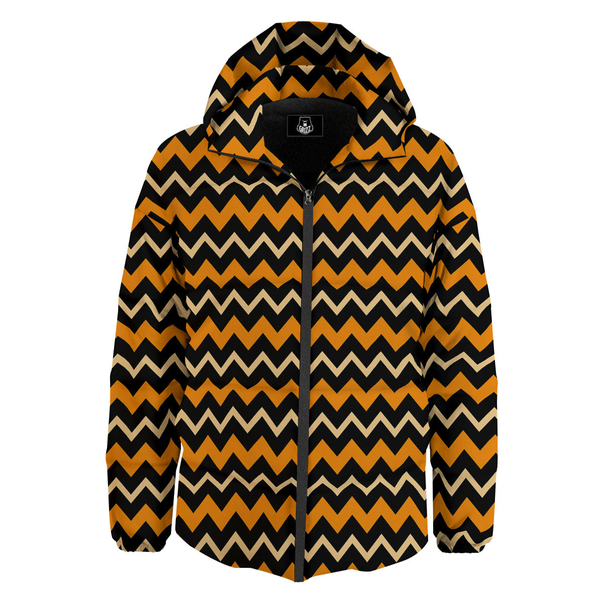 Zigzag Halloween Print Pattern Down Jacket-grizzshop