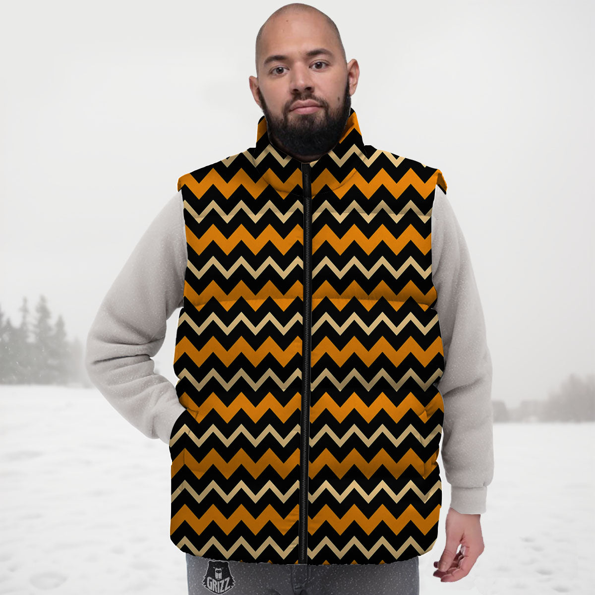 Zigzag Halloween Print Pattern Down Vest