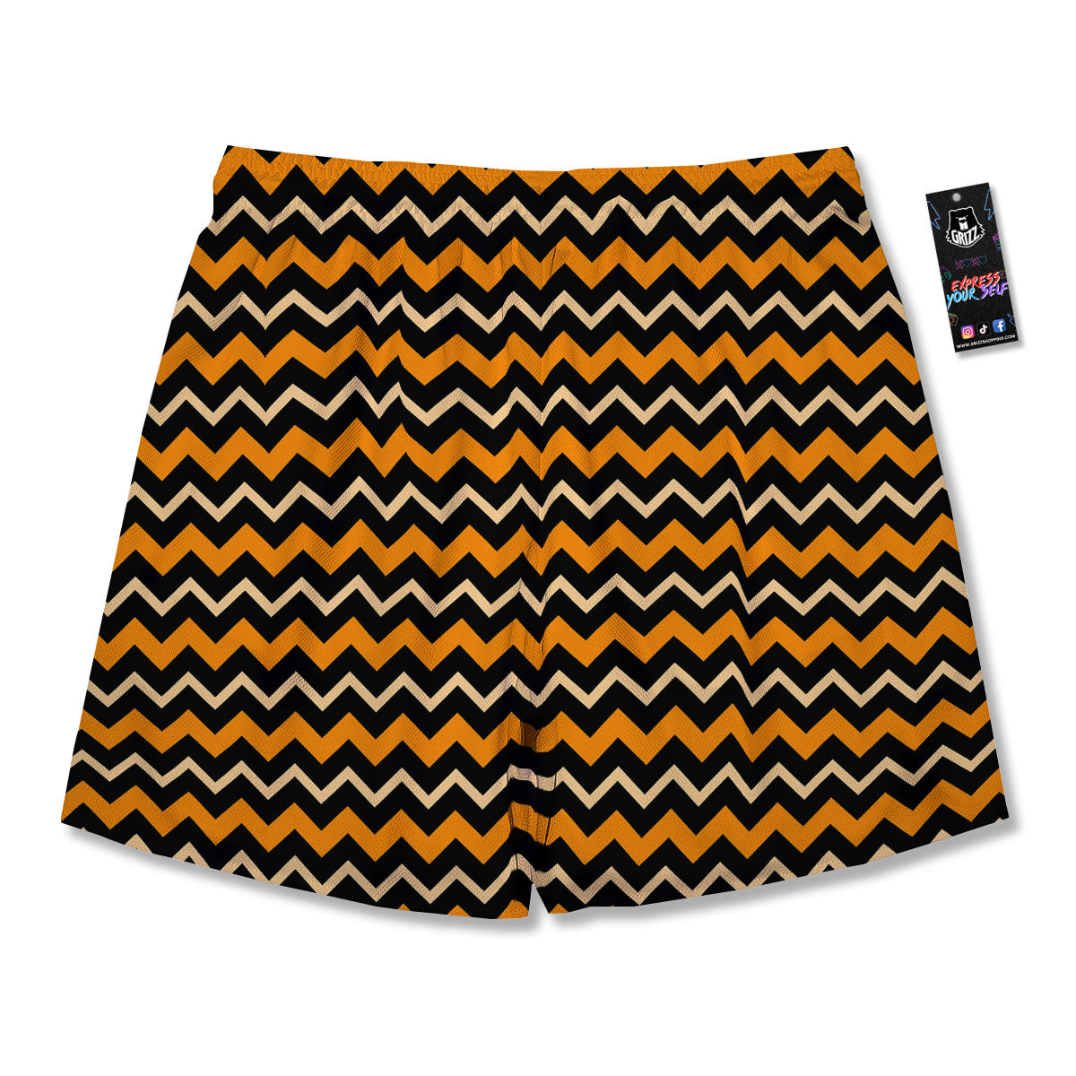 Zigzag Halloween Print Pattern Men's Running Shorts-grizzshop