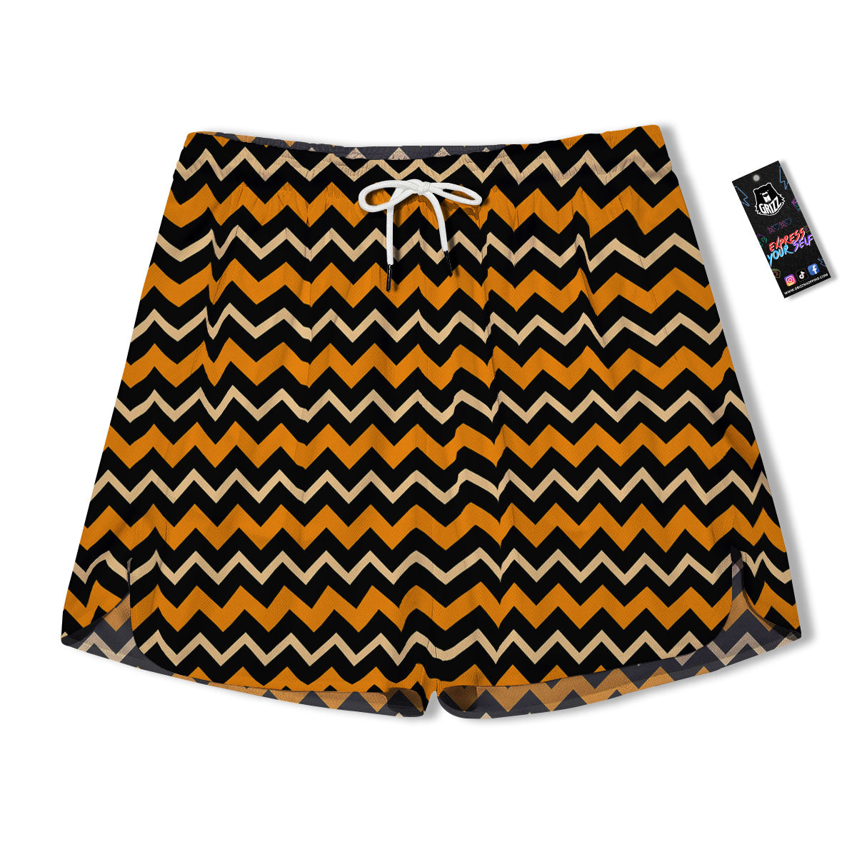 Zigzag Halloween Print Pattern Men's Running Shorts-grizzshop