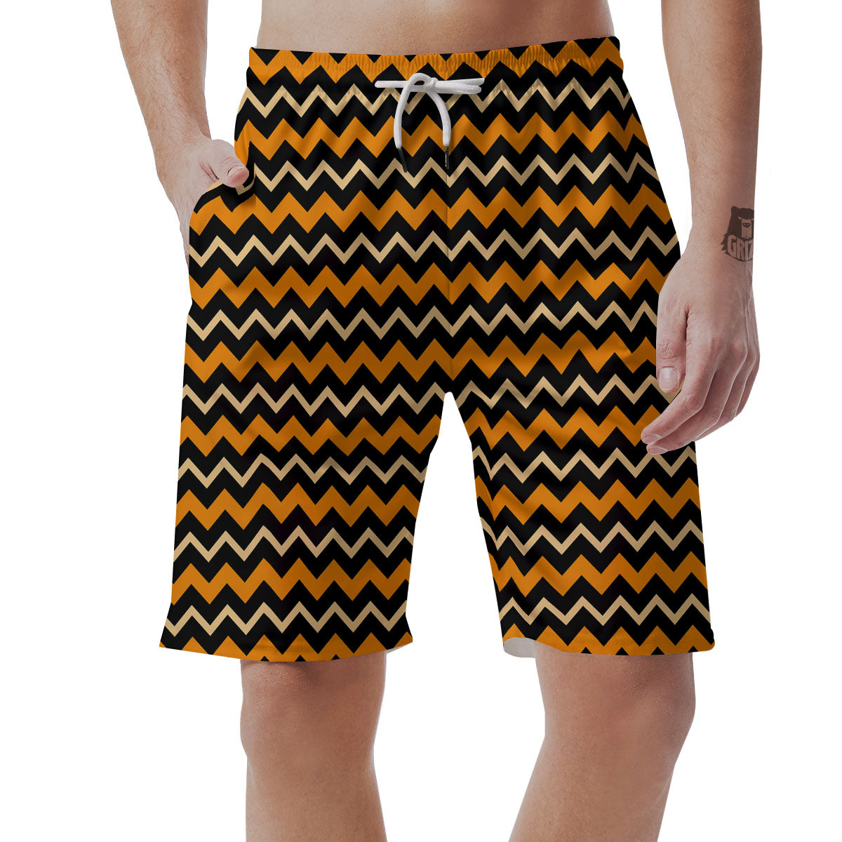 Zigzag Halloween Print Pattern Men's Shorts-grizzshop