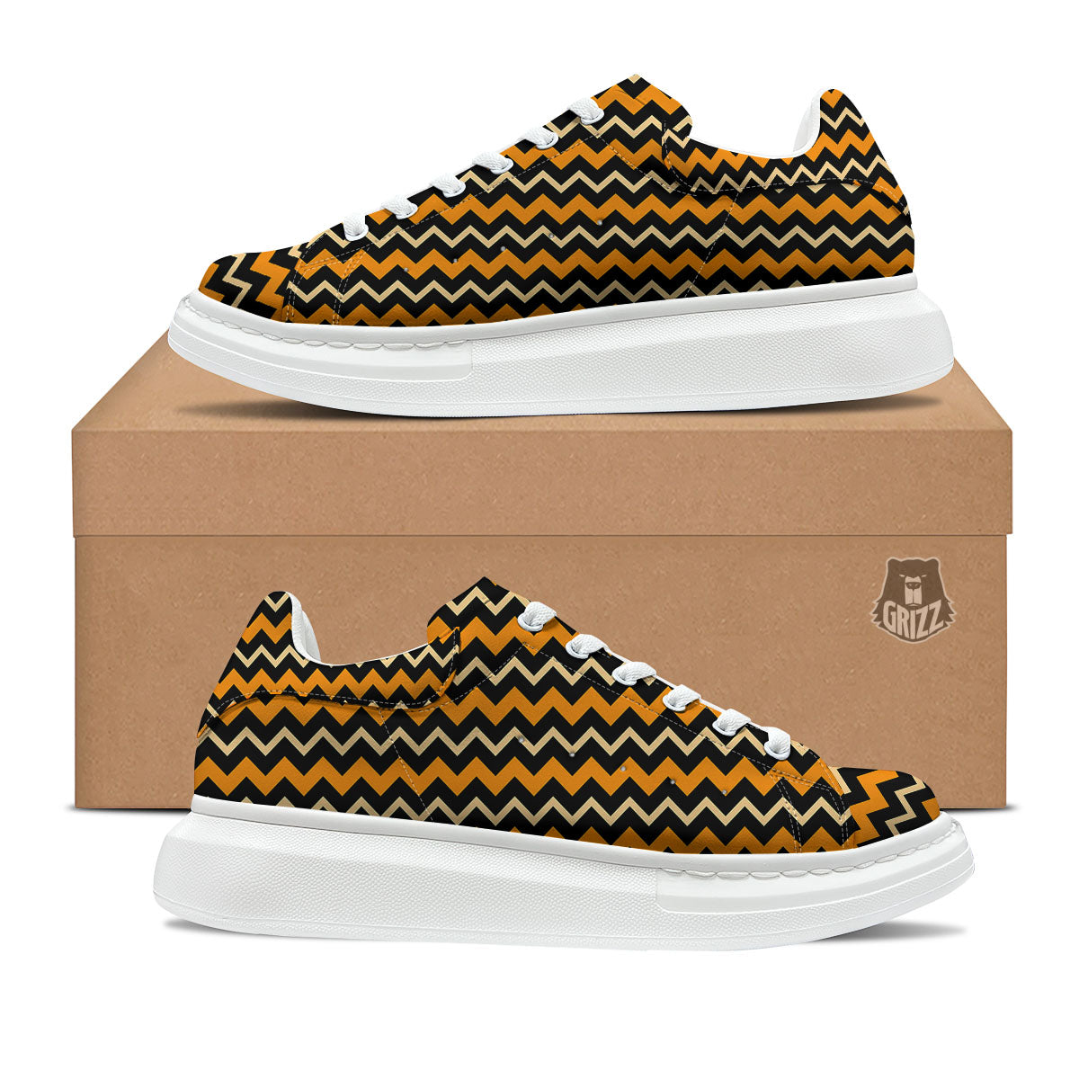 Zigzag Halloween Print Pattern Platform Shoes-grizzshop