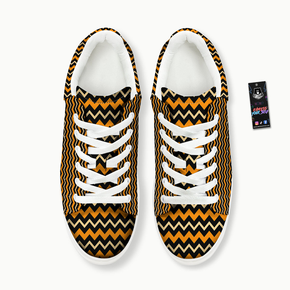 Zigzag Halloween Print Pattern Platform Shoes-grizzshop