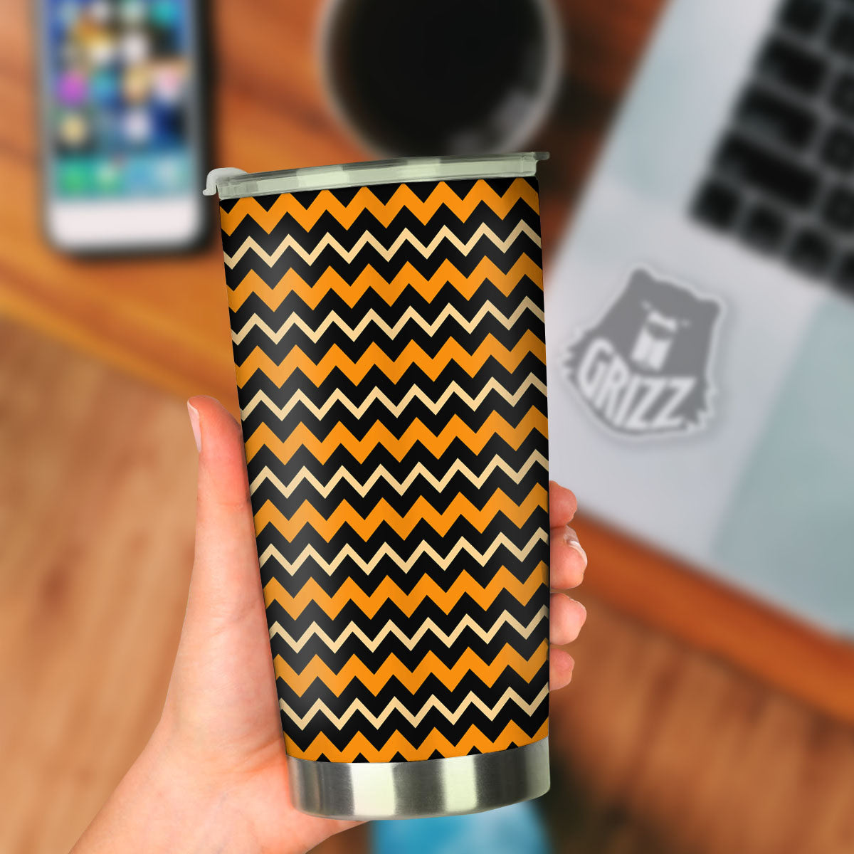 Zigzag Halloween Print Pattern Tumbler-grizzshop