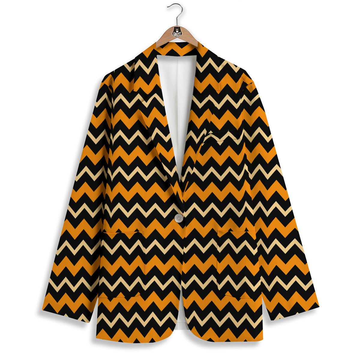 Zigzag Halloween Print Pattern Women's Blazer-grizzshop