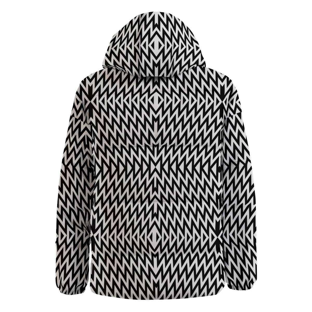Zigzag Lines Black Print Pattern Down Jacket-grizzshop
