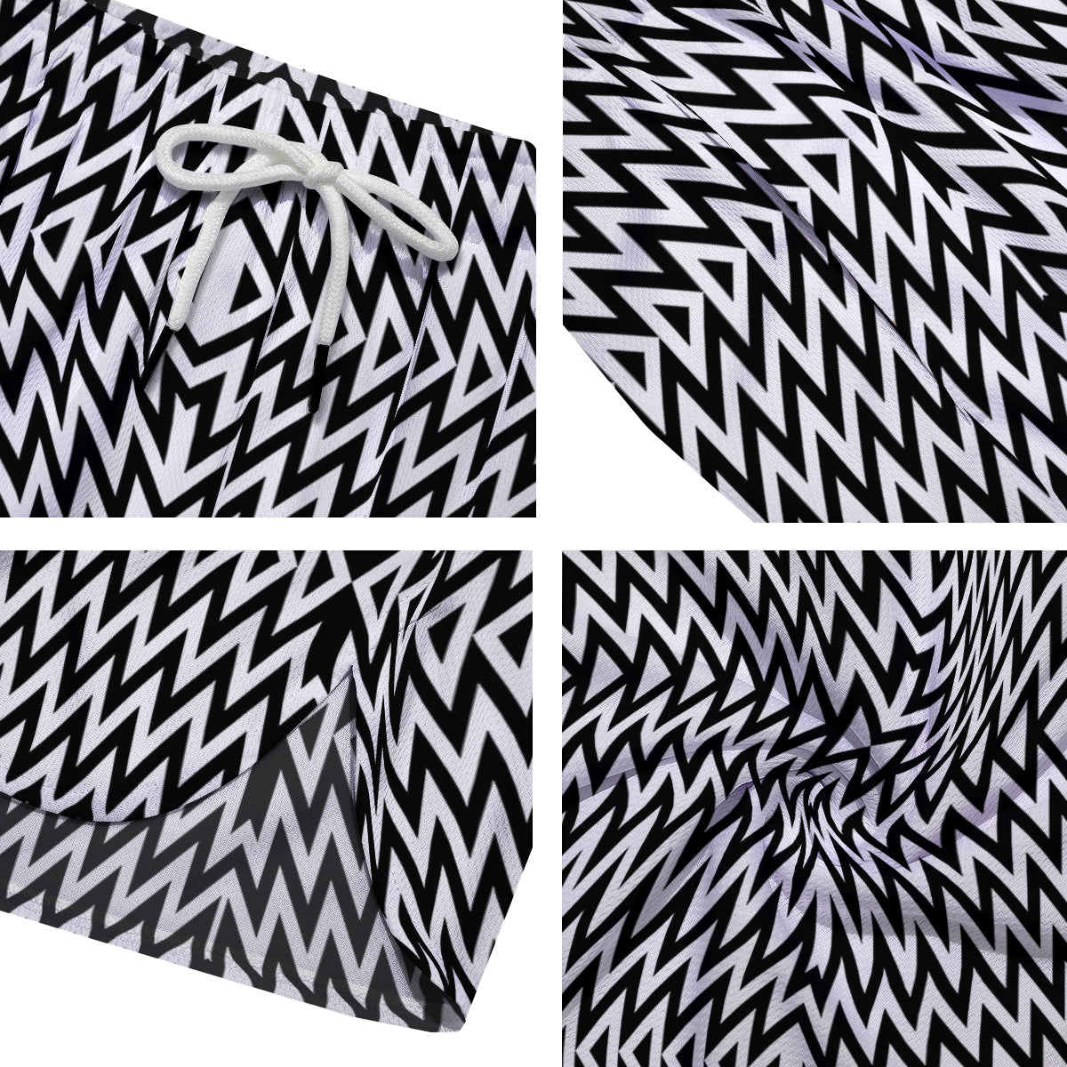 Zigzag Lines Black Print Pattern Men's Running Shorts-grizzshop