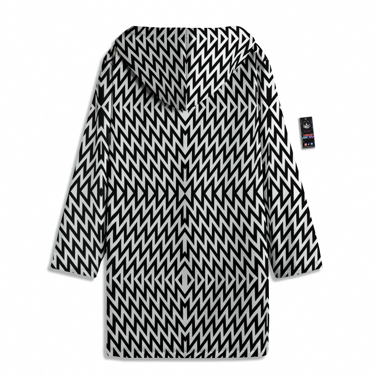 Zigzag Lines Black Print Pattern Men's Windbreaker Jacket-grizzshop