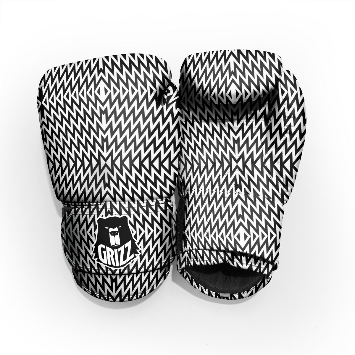 Zigzag Lines Black Print Pattern Sparring Gloves-grizzshop