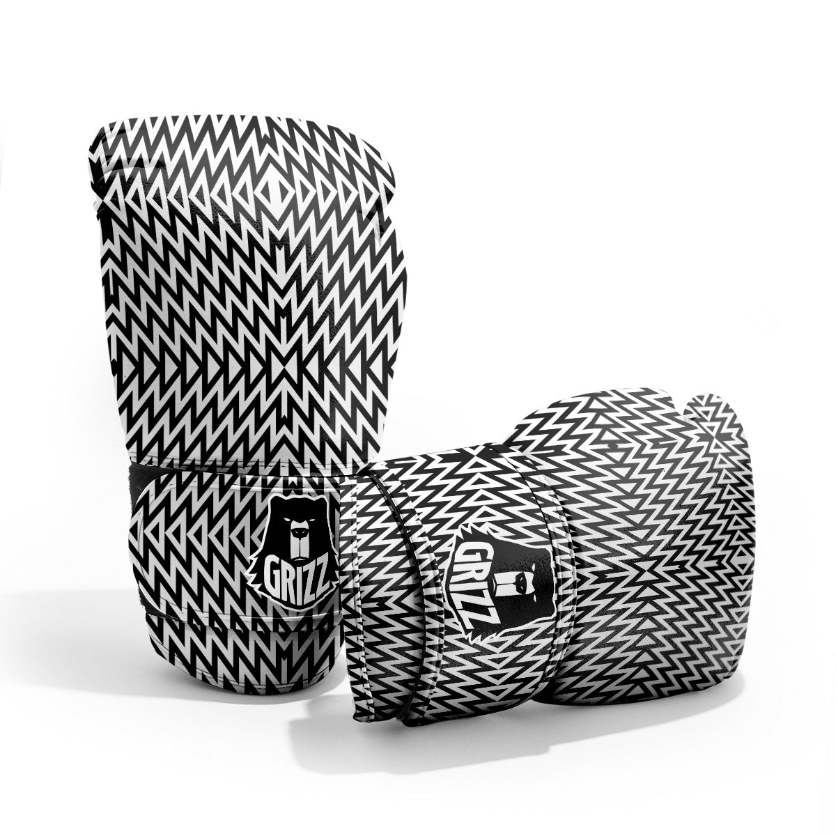 Zigzag Lines Black Print Pattern Sparring Gloves-grizzshop