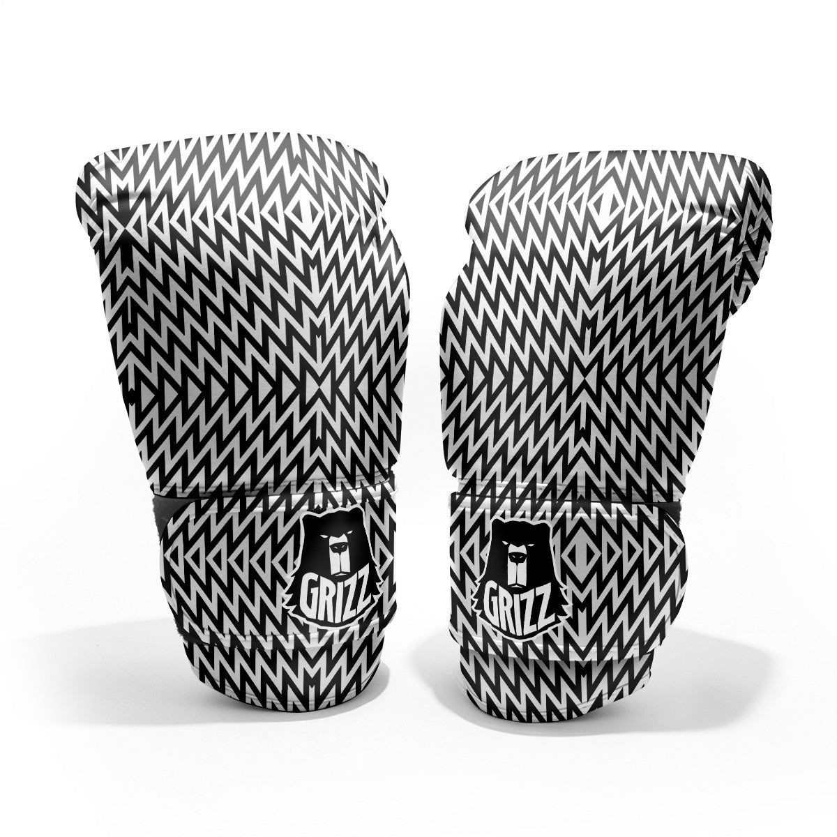 Zigzag Lines Black Print Pattern Sparring Gloves-grizzshop