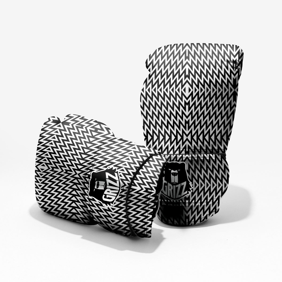 Zigzag Lines Black Print Pattern Sparring Gloves-grizzshop