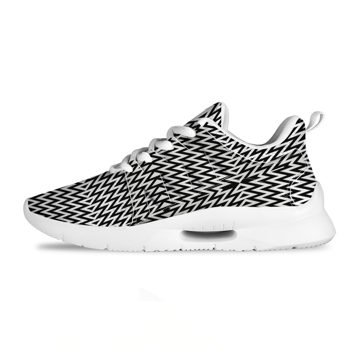 Zigzag Lines Black Print Pattern Tennis Shoes-grizzshop