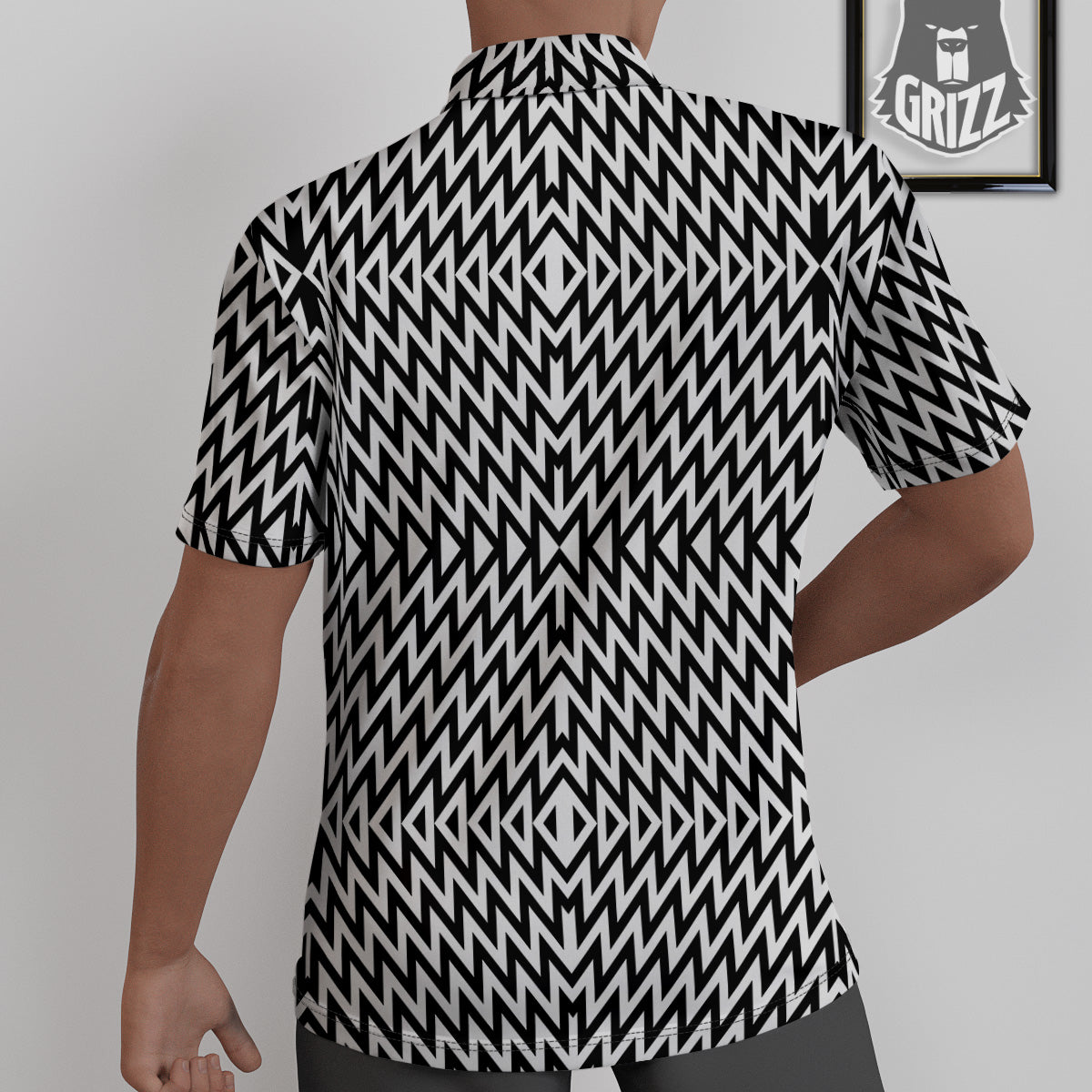 Zigzag Lines Black Print Pattern Untucked Shirts-grizzshop