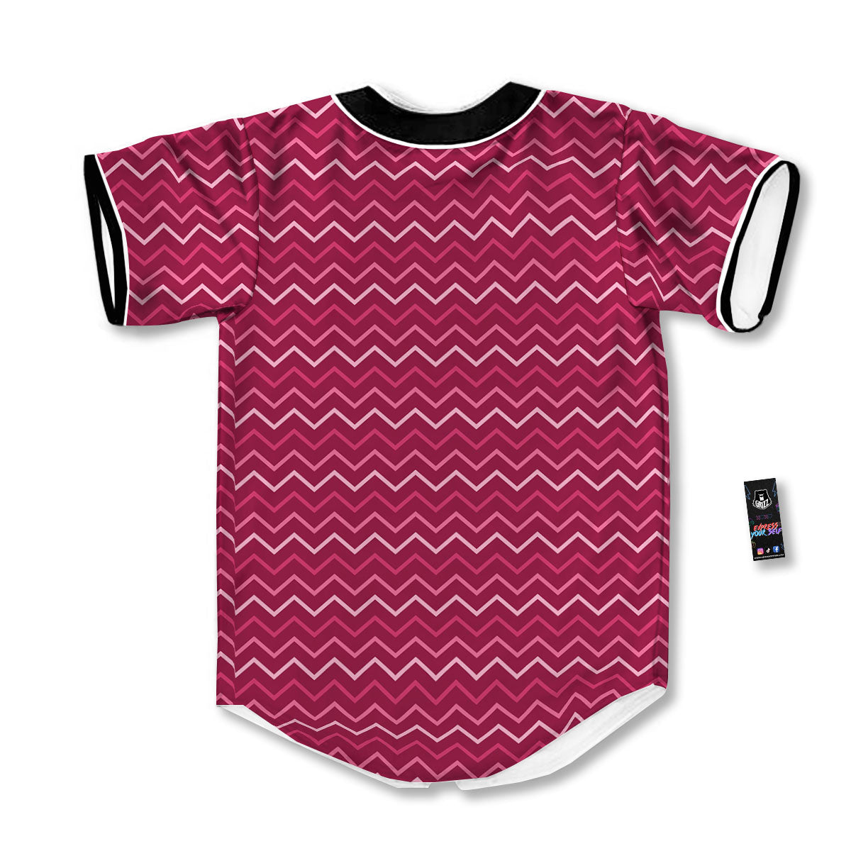 Zigzag Magenta Pink Print Pattern Baseball Jersey-grizzshop