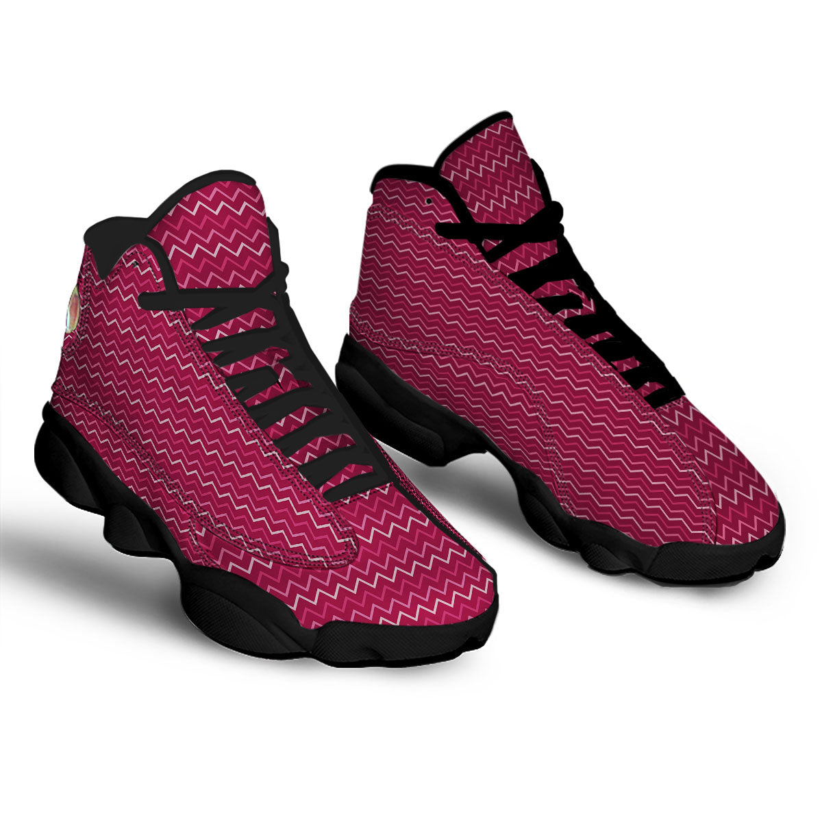 Zigzag Magenta Pink Print Pattern Black Basketball Shoes-grizzshop