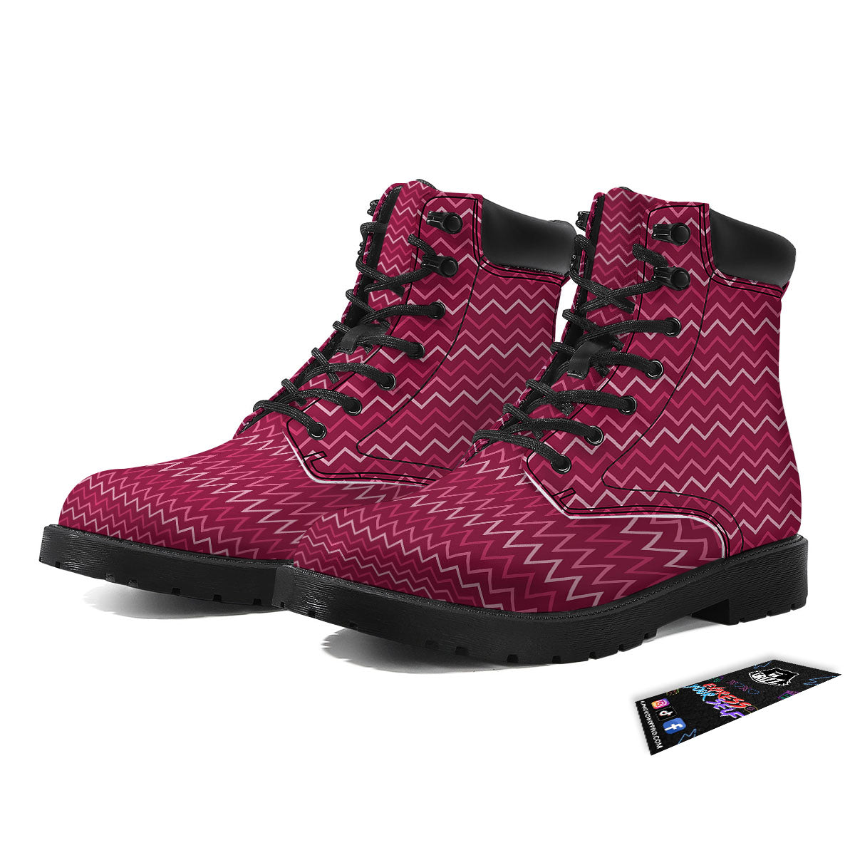 Zigzag Magenta Pink Print Pattern Boots-grizzshop