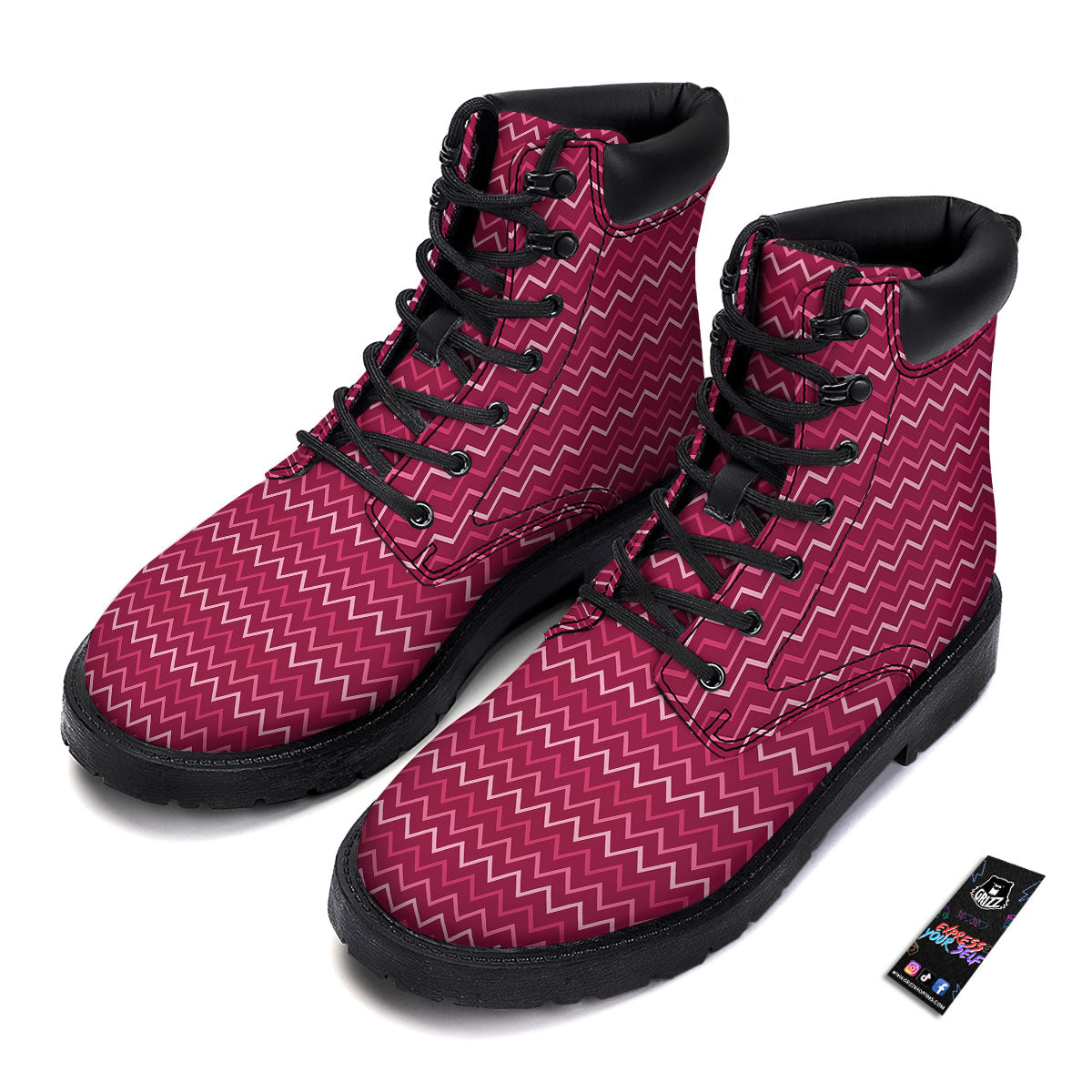 Zigzag Magenta Pink Print Pattern Boots-grizzshop