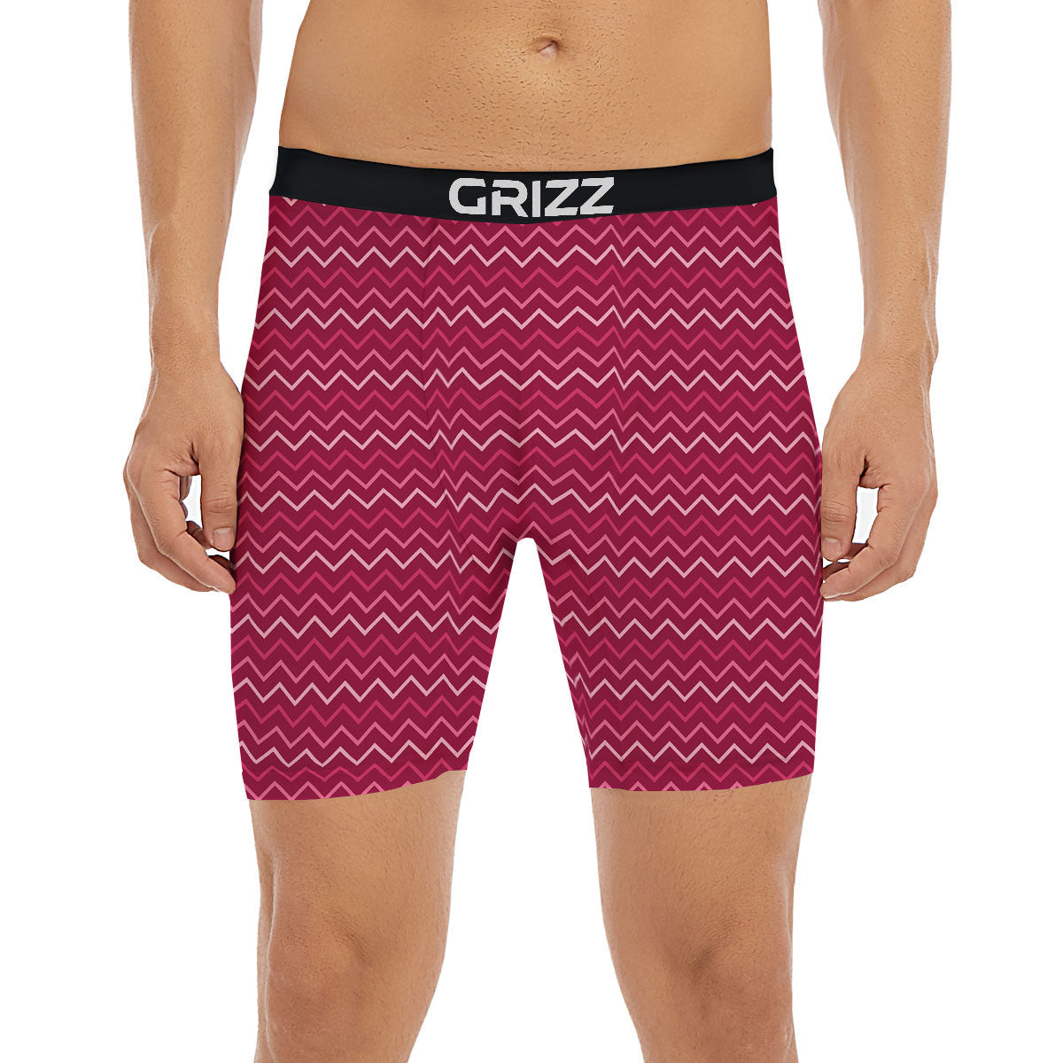 Zigzag Magenta Pink Print Pattern Boxer Briefs-grizzshop