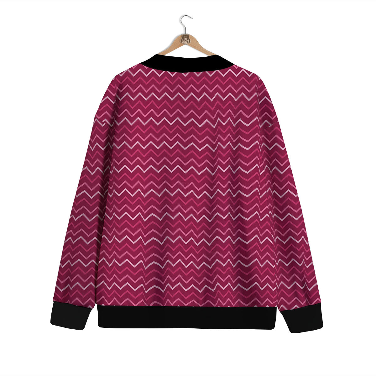 Zigzag Magenta Pink Print Pattern Cardigan-grizzshop
