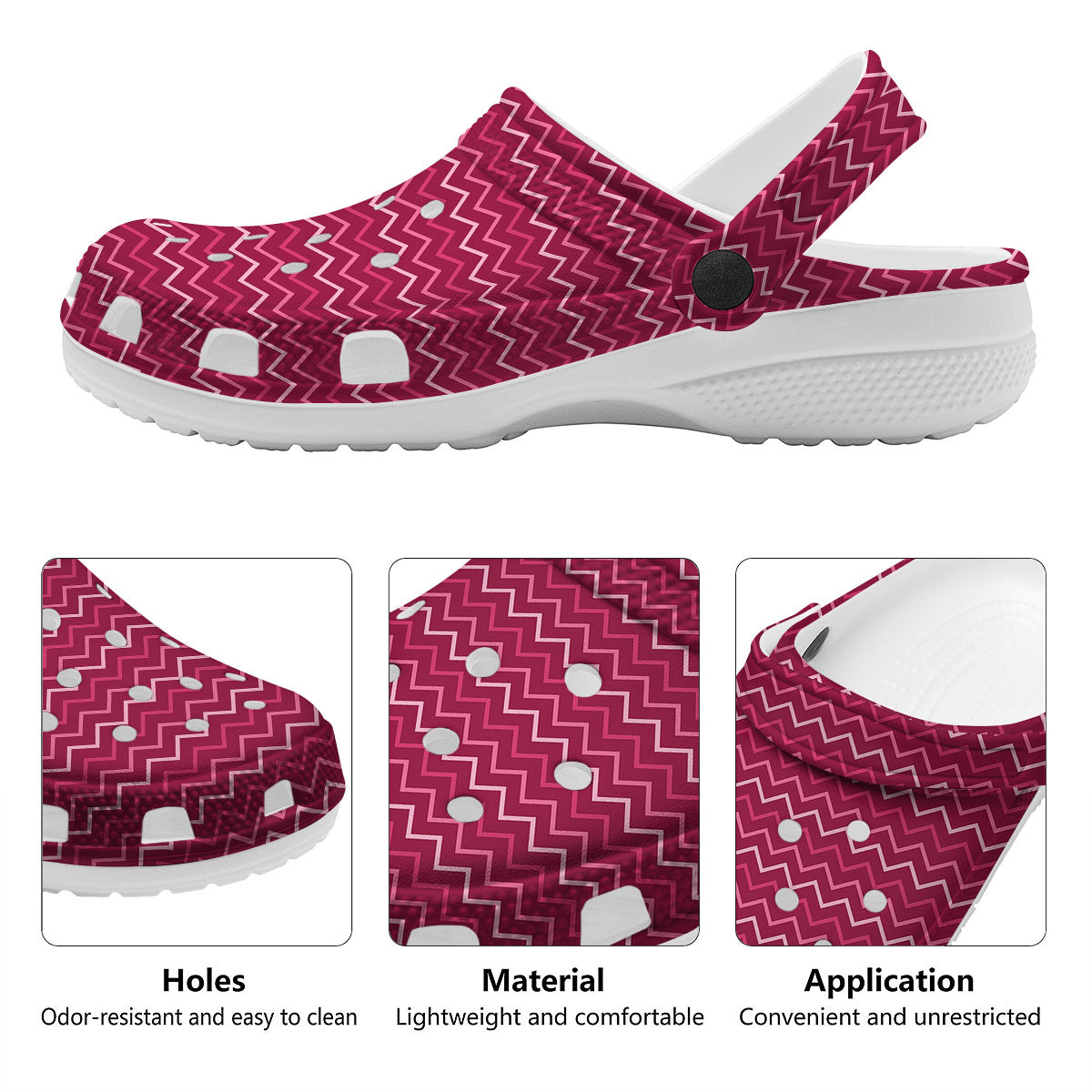 Zigzag Magenta Pink Print Pattern Clog-grizzshop