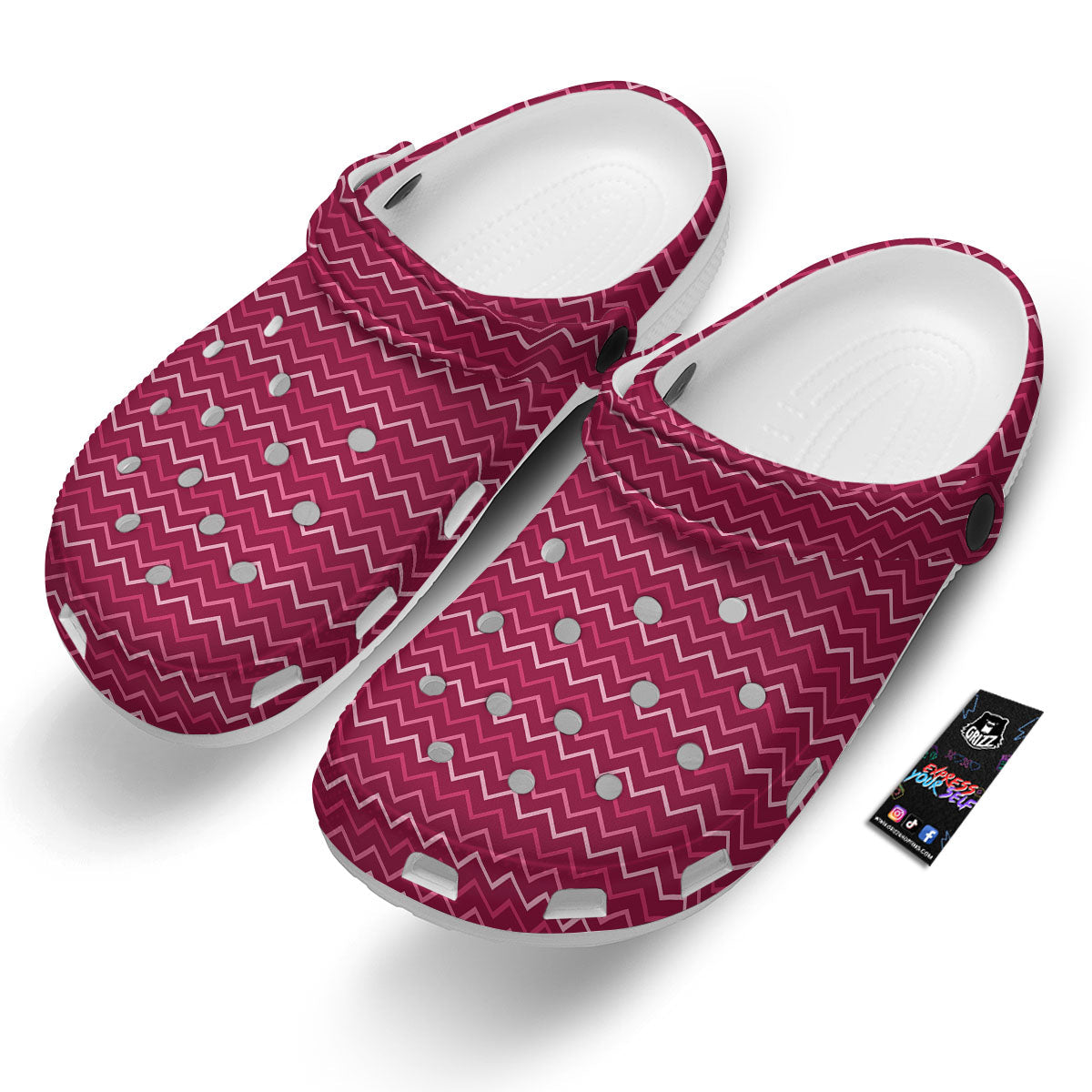 Zigzag Magenta Pink Print Pattern Clog-grizzshop