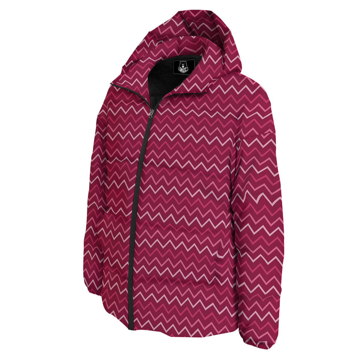Zigzag Magenta Pink Print Pattern Down Jacket-grizzshop