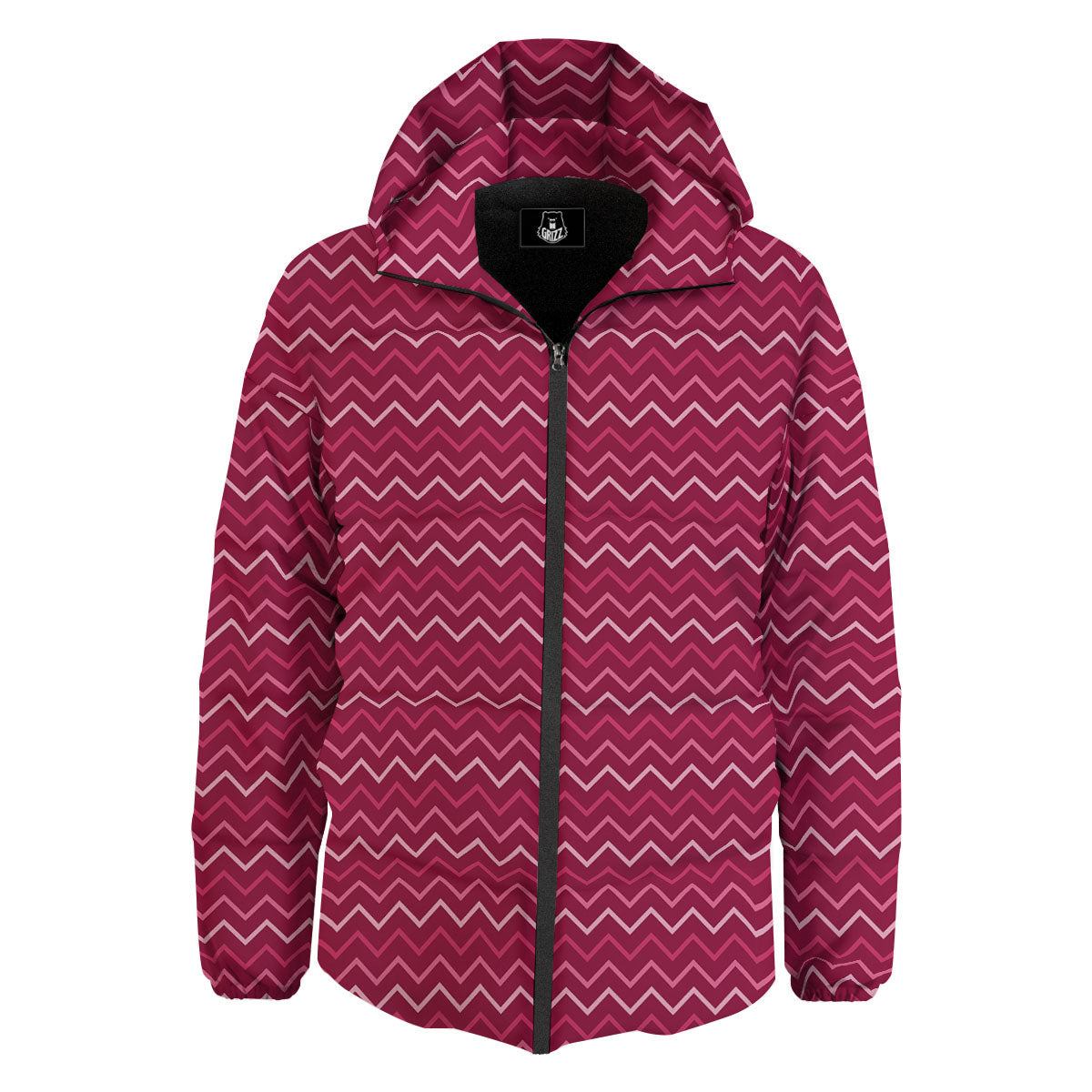 Zigzag Magenta Pink Print Pattern Down Jacket-grizzshop