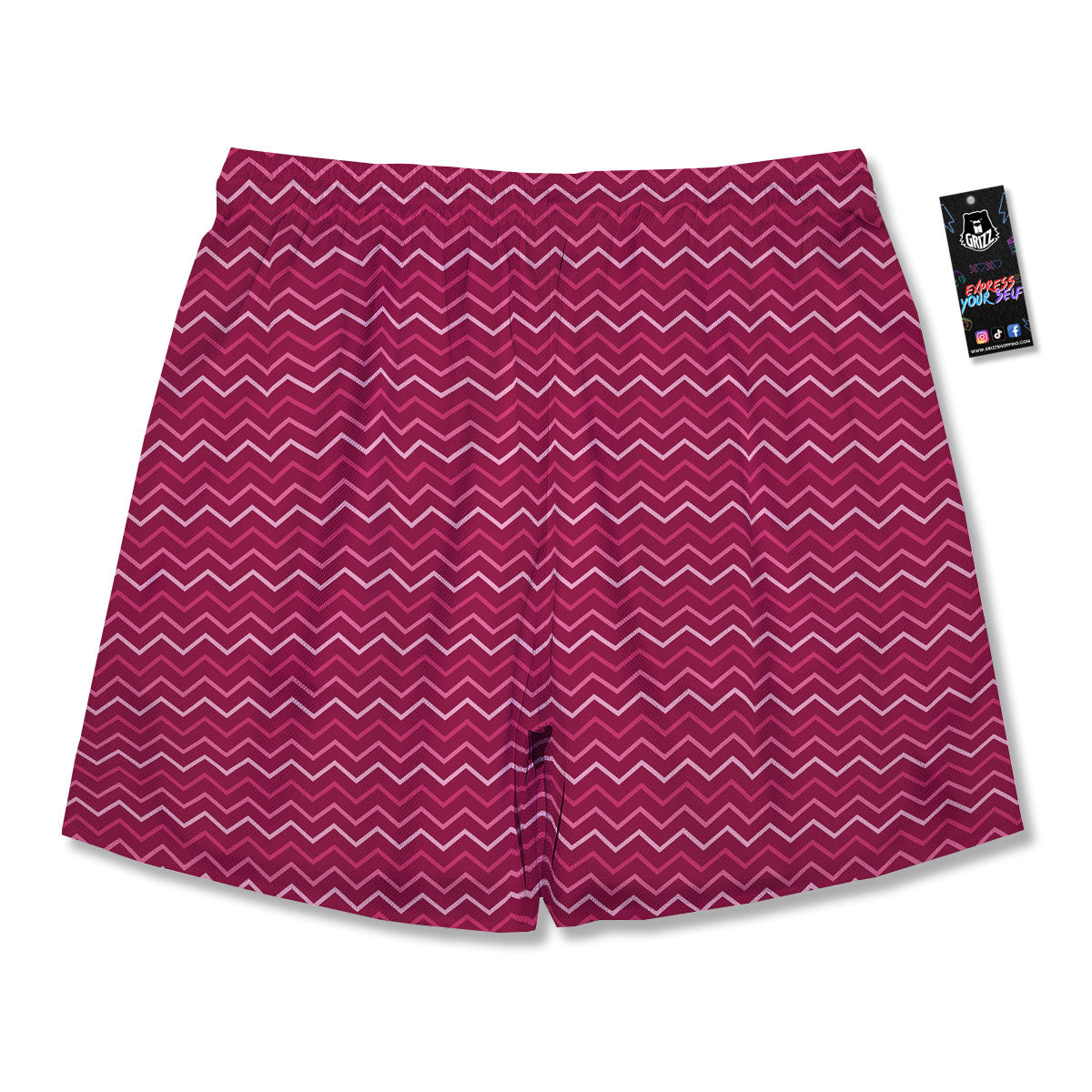 Zigzag Magenta Pink Print Pattern Men's Running Shorts-grizzshop
