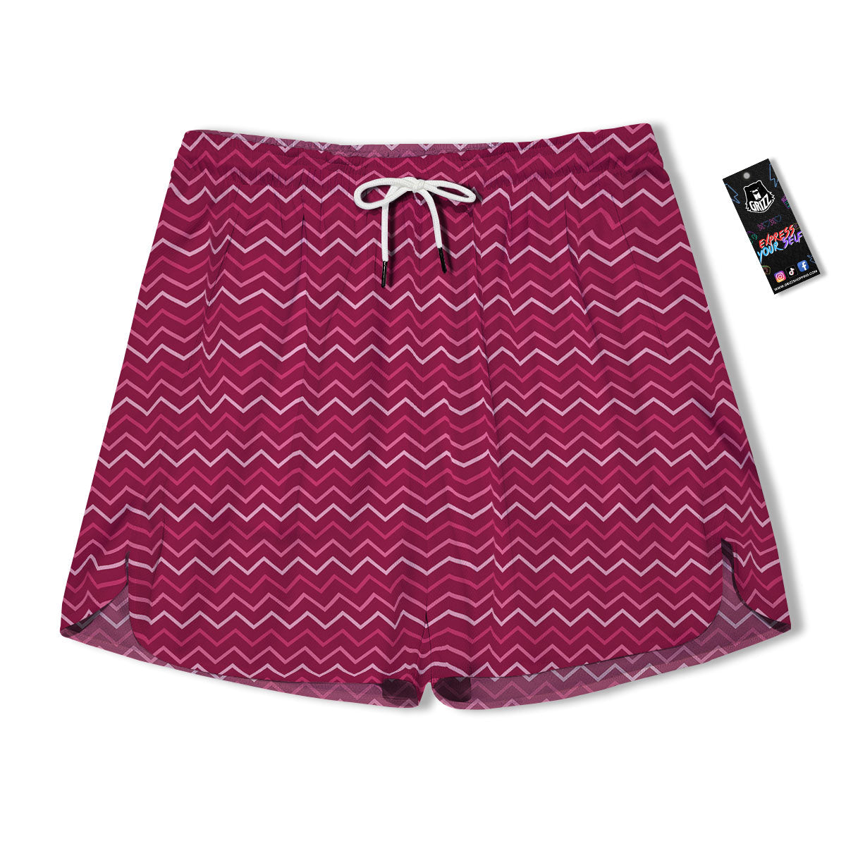 Zigzag Magenta Pink Print Pattern Men's Running Shorts-grizzshop